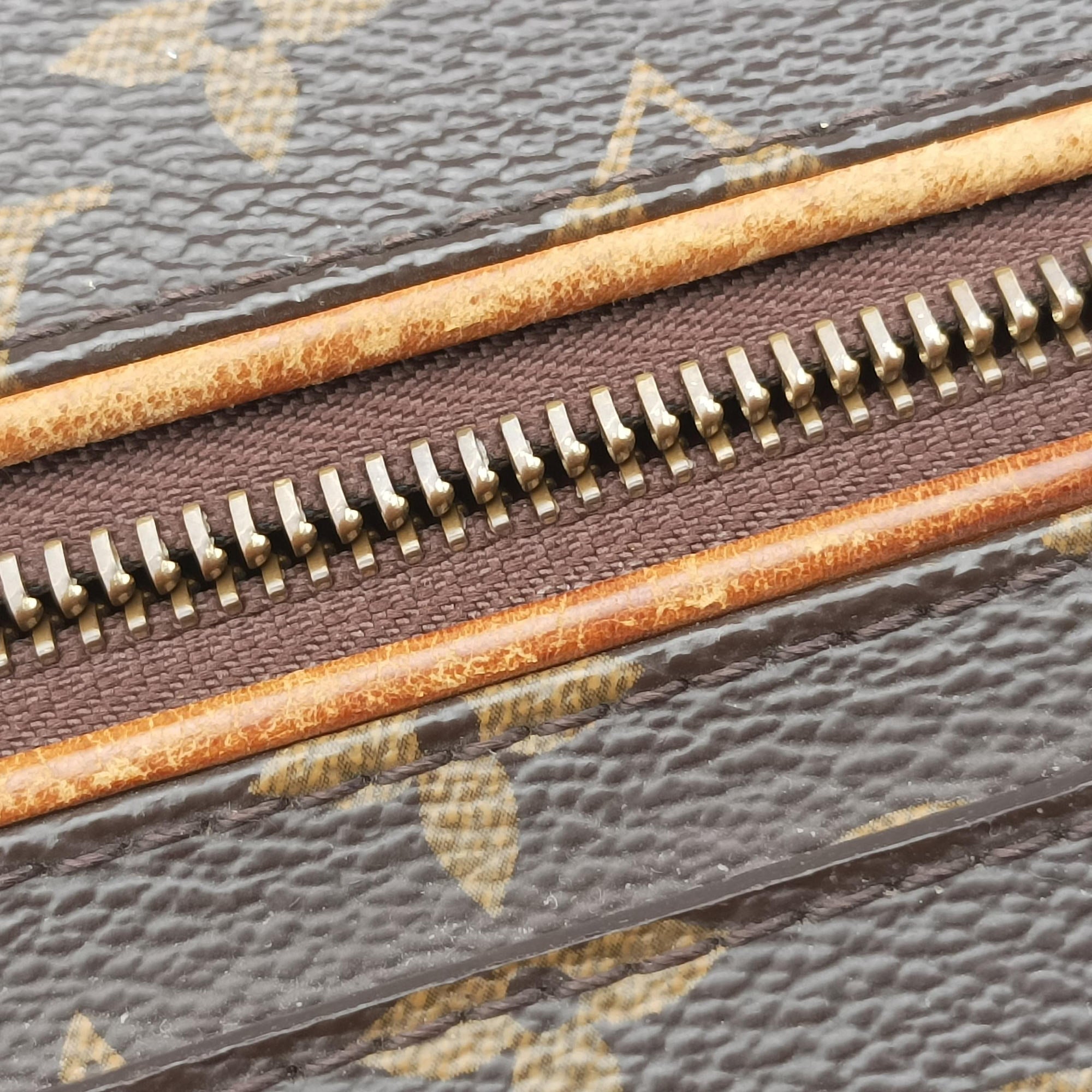 Pre-owned Louis Vuitton OLYMPE Brown×Rouge Monogram Canvas×calf leather M40732 shoulderbag | stylenewstar