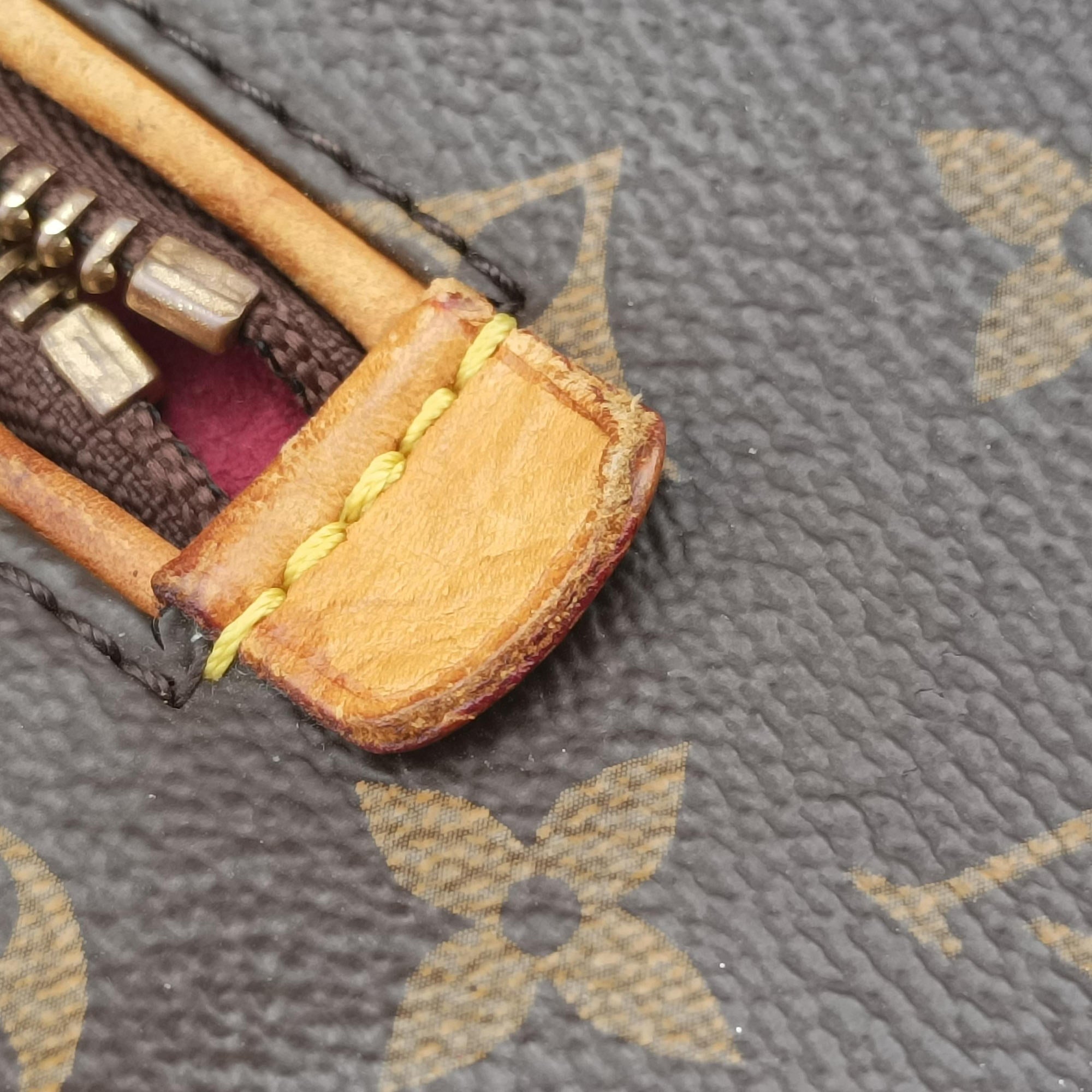 Pre-owned Louis Vuitton OLYMPE Brown×Rouge Monogram Canvas×calf leather M40732 shoulderbag | stylenewstar