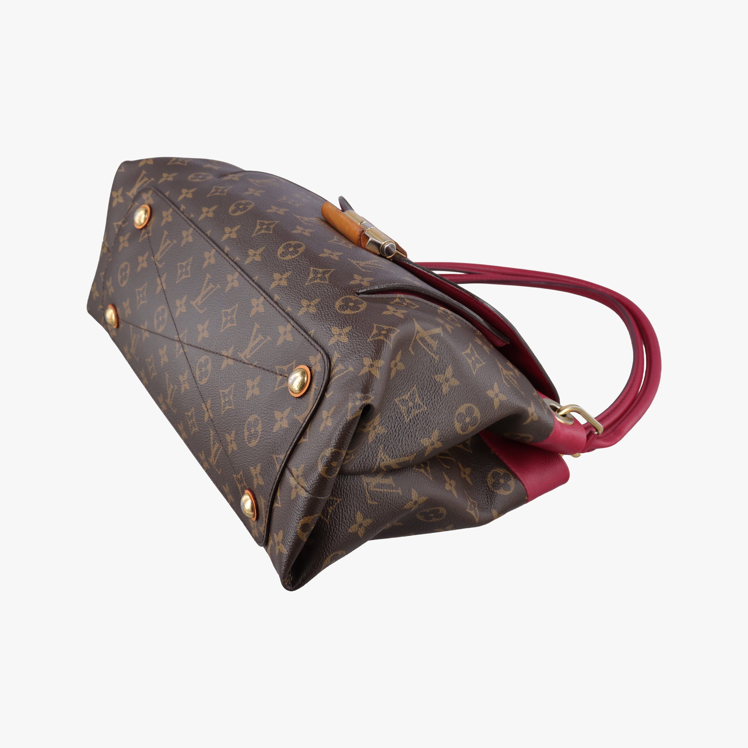 Pre-owned Louis Vuitton OLYMPE Brown×Rouge Monogram Canvas×calf leather M40732 shoulderbag | stylenewstar