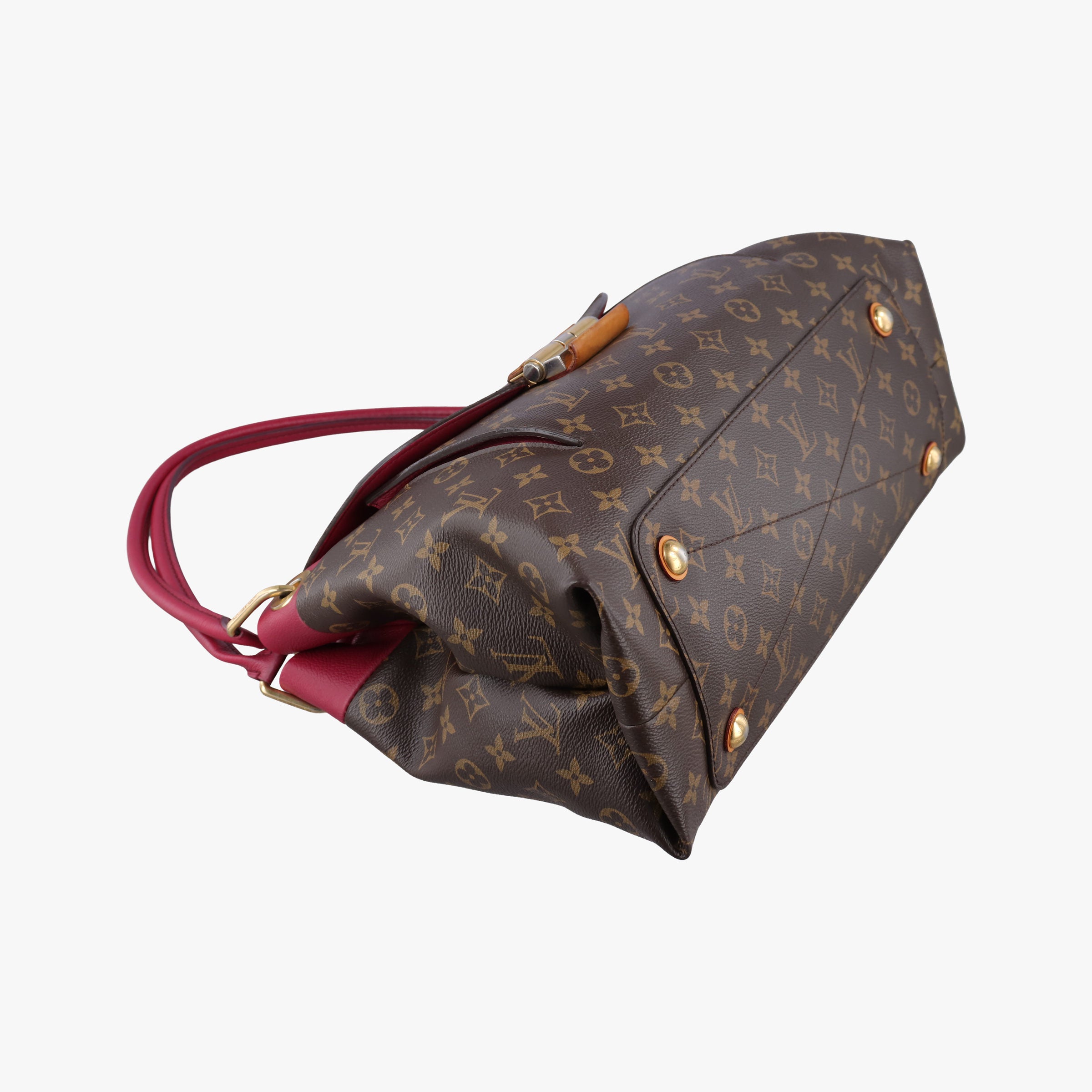 Pre-owned Louis Vuitton OLYMPE Brown×Rouge Monogram Canvas×calf leather M40732 shoulderbag | stylenewstar