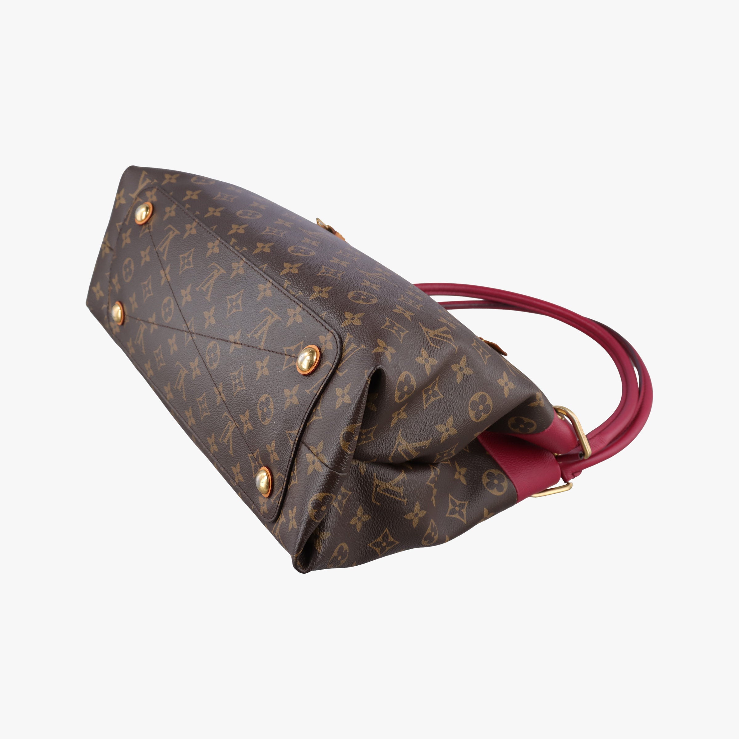 Pre-owned Louis Vuitton OLYMPE Brown×Rouge Monogram Canvas×calf leather M40732 shoulderbag | stylenewstar