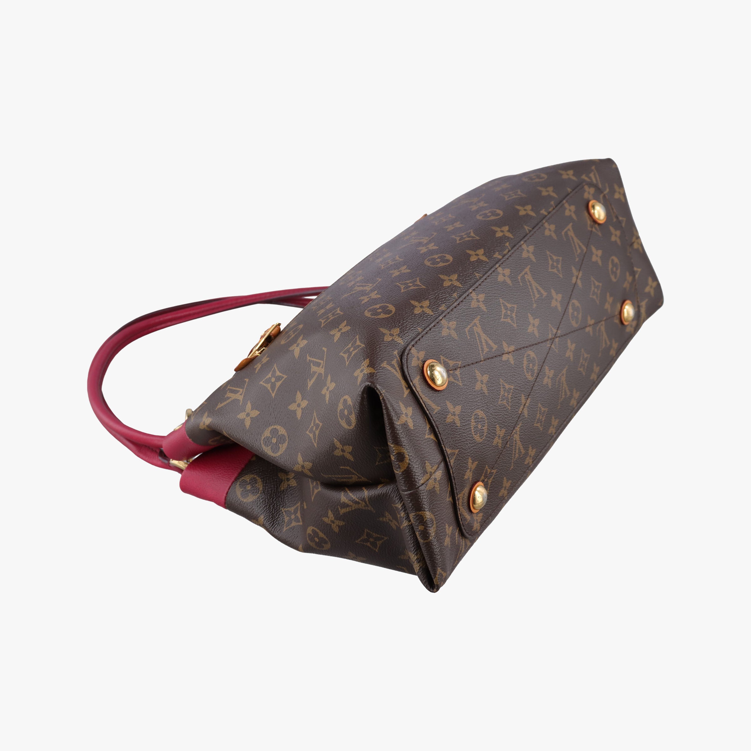 Pre-owned Louis Vuitton OLYMPE Brown×Rouge Monogram Canvas×calf leather M40732 shoulderbag | stylenewstar