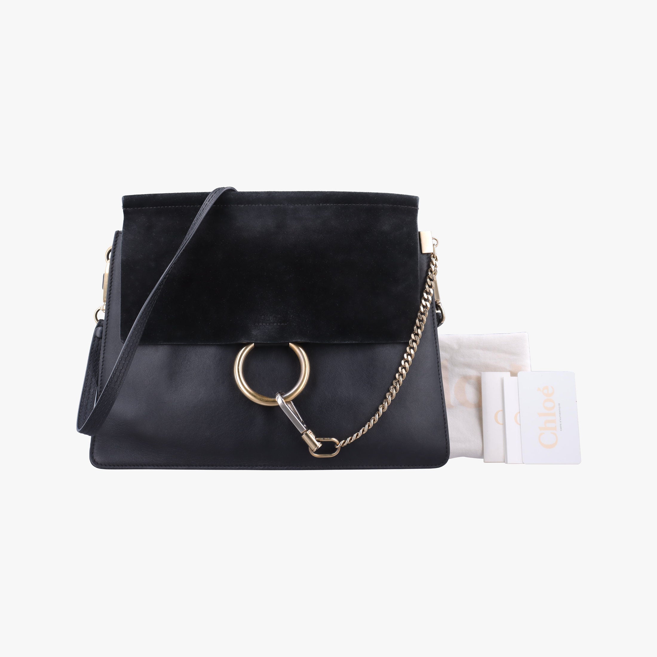 Pre-owned Chloe FAYE Black Suede × leather  shoulderbag | stylenewstar