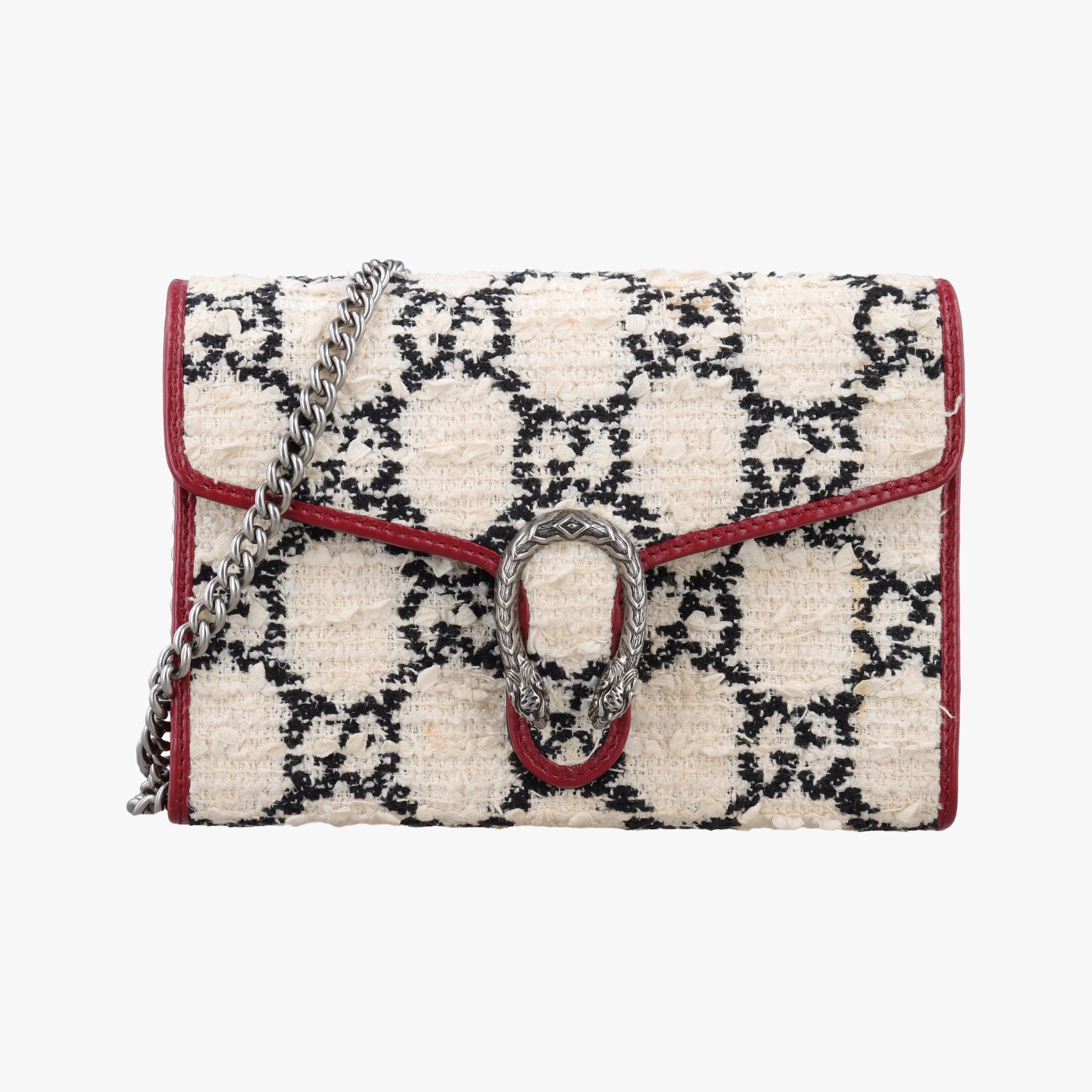 Pre-owned Gucci Dionysus Ivory × Red × Black Tweed×Leather 401231 shoulderbag | stylenewstar