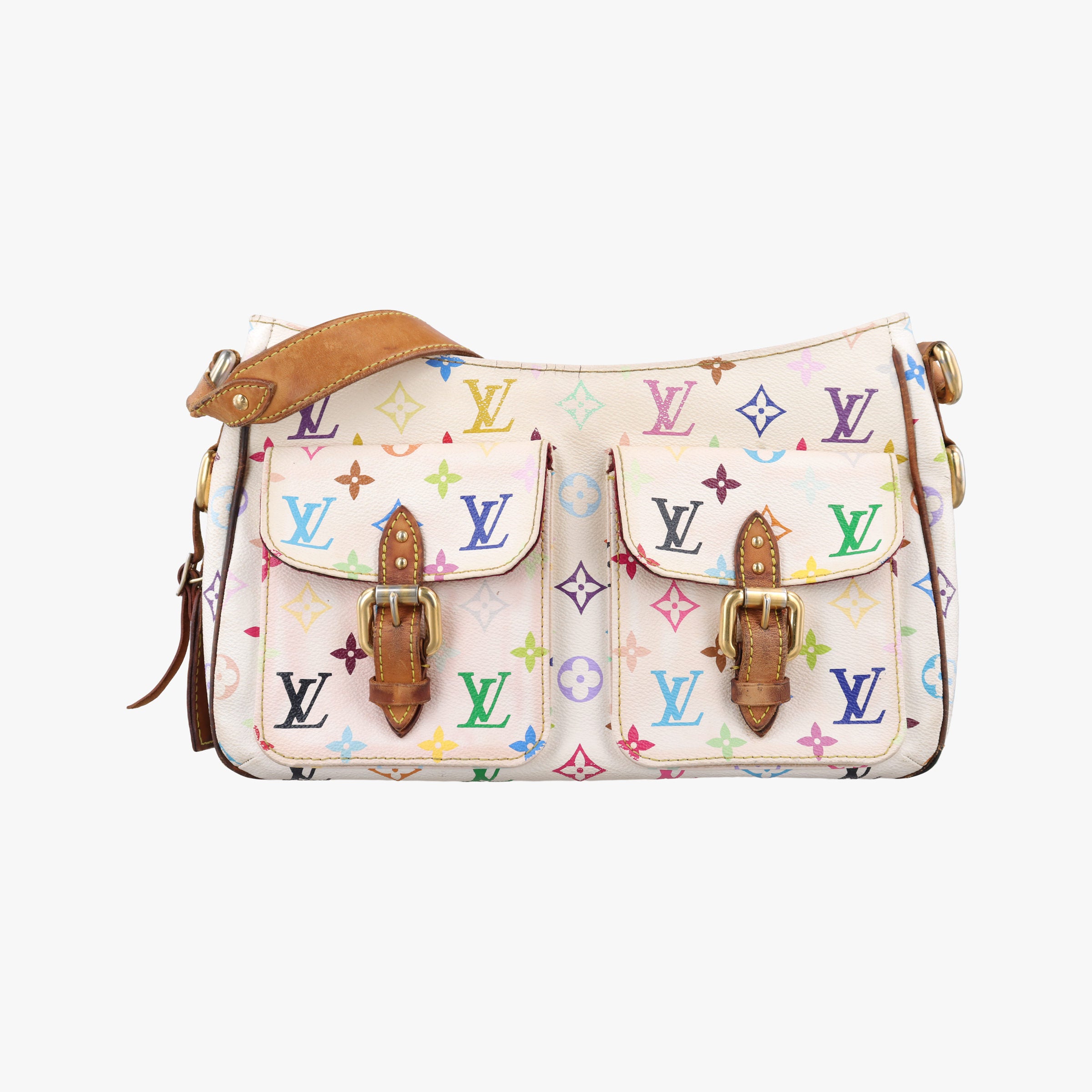 Pre-owned Louis Vuitton LODGE GM white Monogram Multicolor M40051 shoulderbag | stylenewstar
