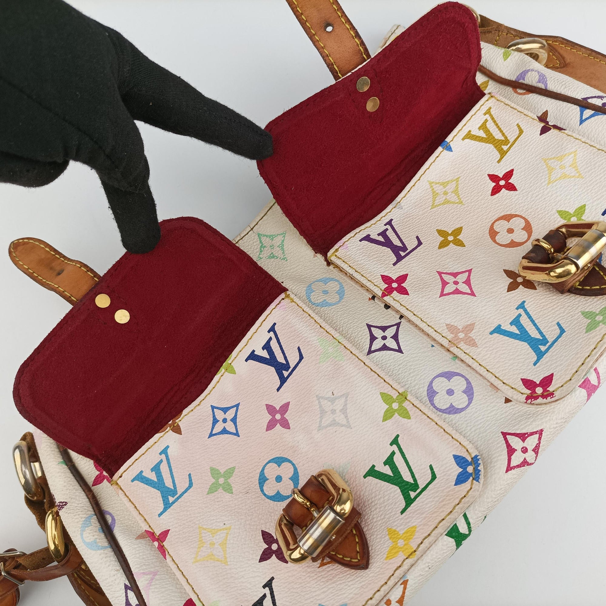 Pre-owned Louis Vuitton LODGE GM white Monogram Multicolor M40051 shoulderbag | stylenewstar