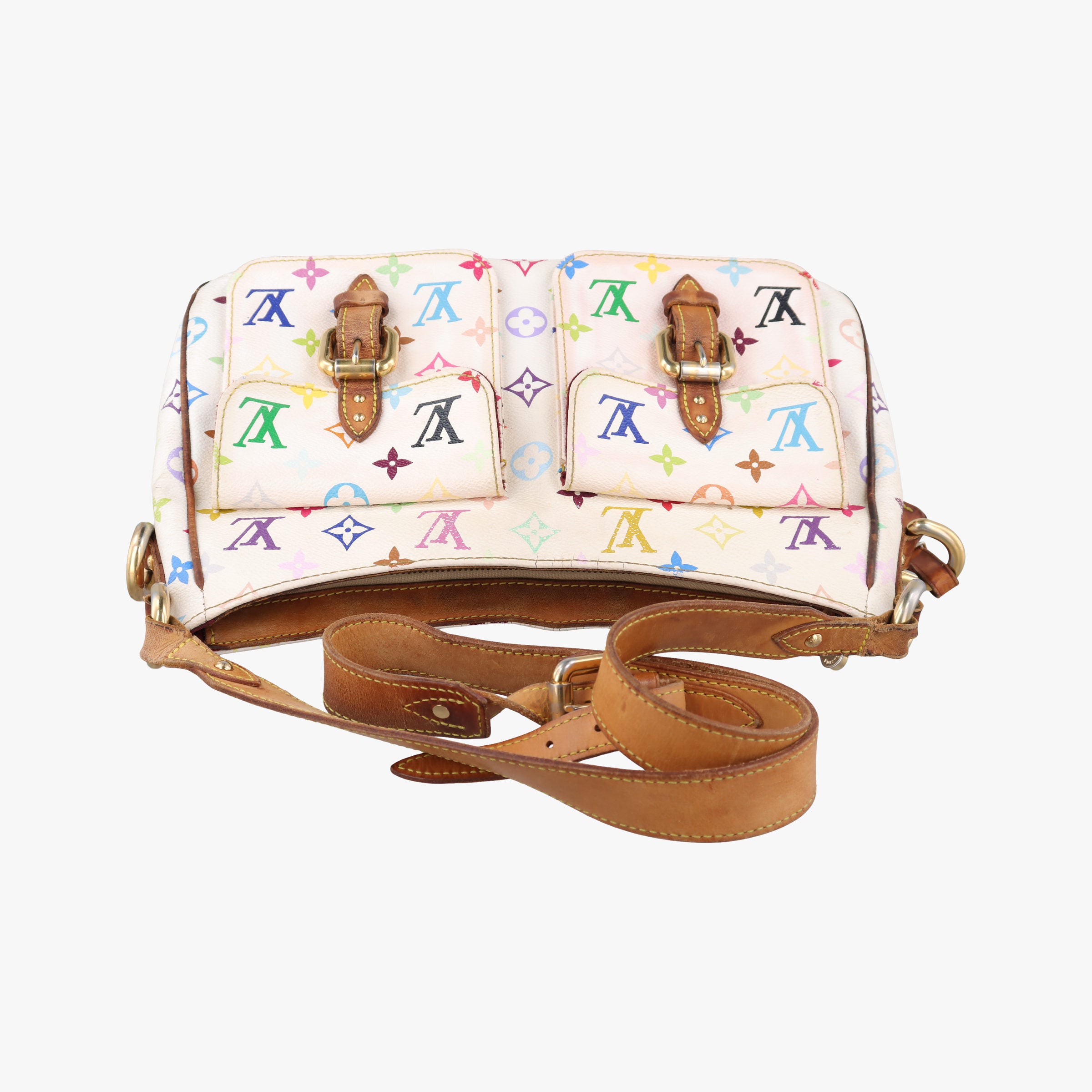 Pre-owned Louis Vuitton LODGE GM white Monogram Multicolor M40051 shoulderbag | stylenewstar