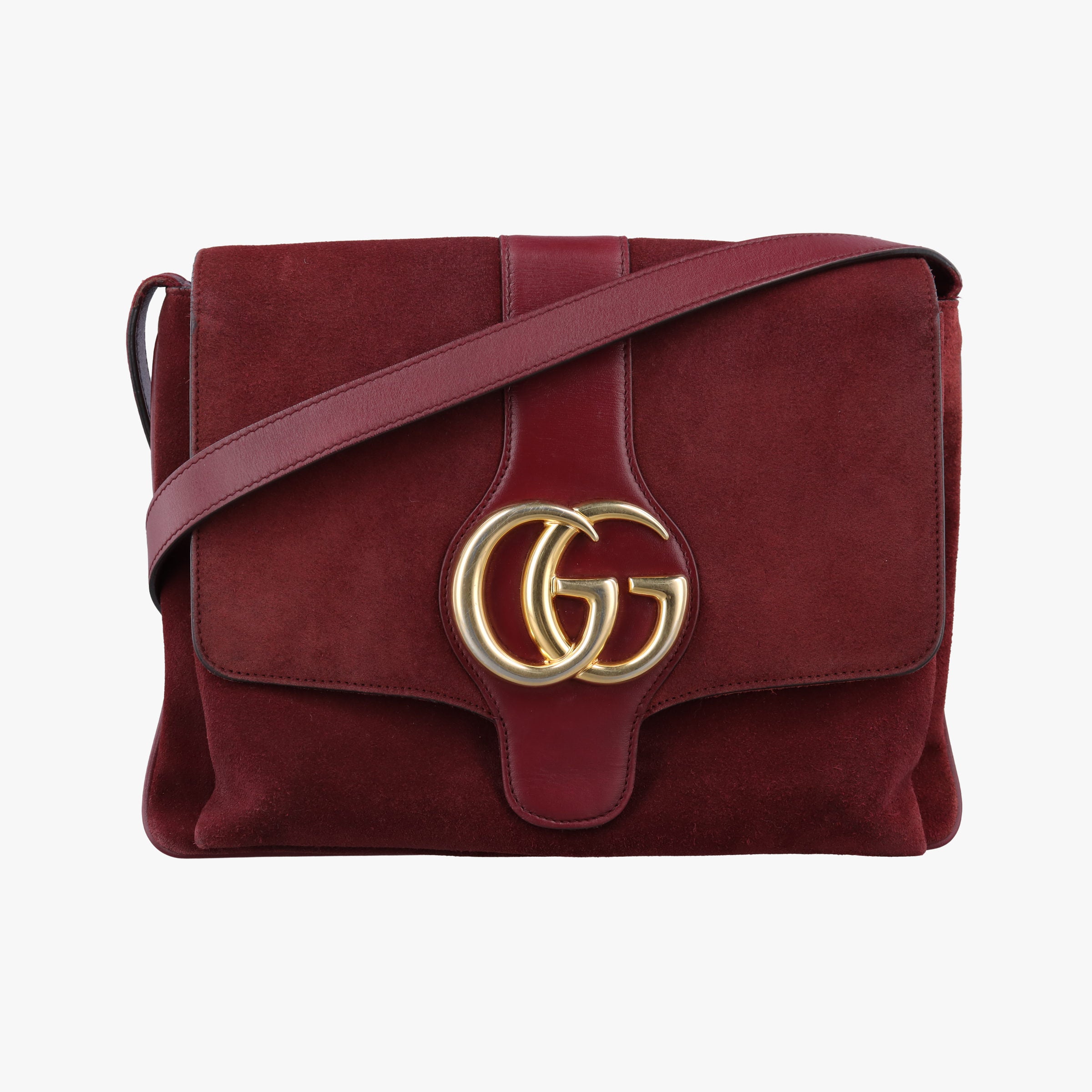 Pre-owned Gucci Arli Burgundy Suede×leather 550126 shoulderbag | stylenewstar