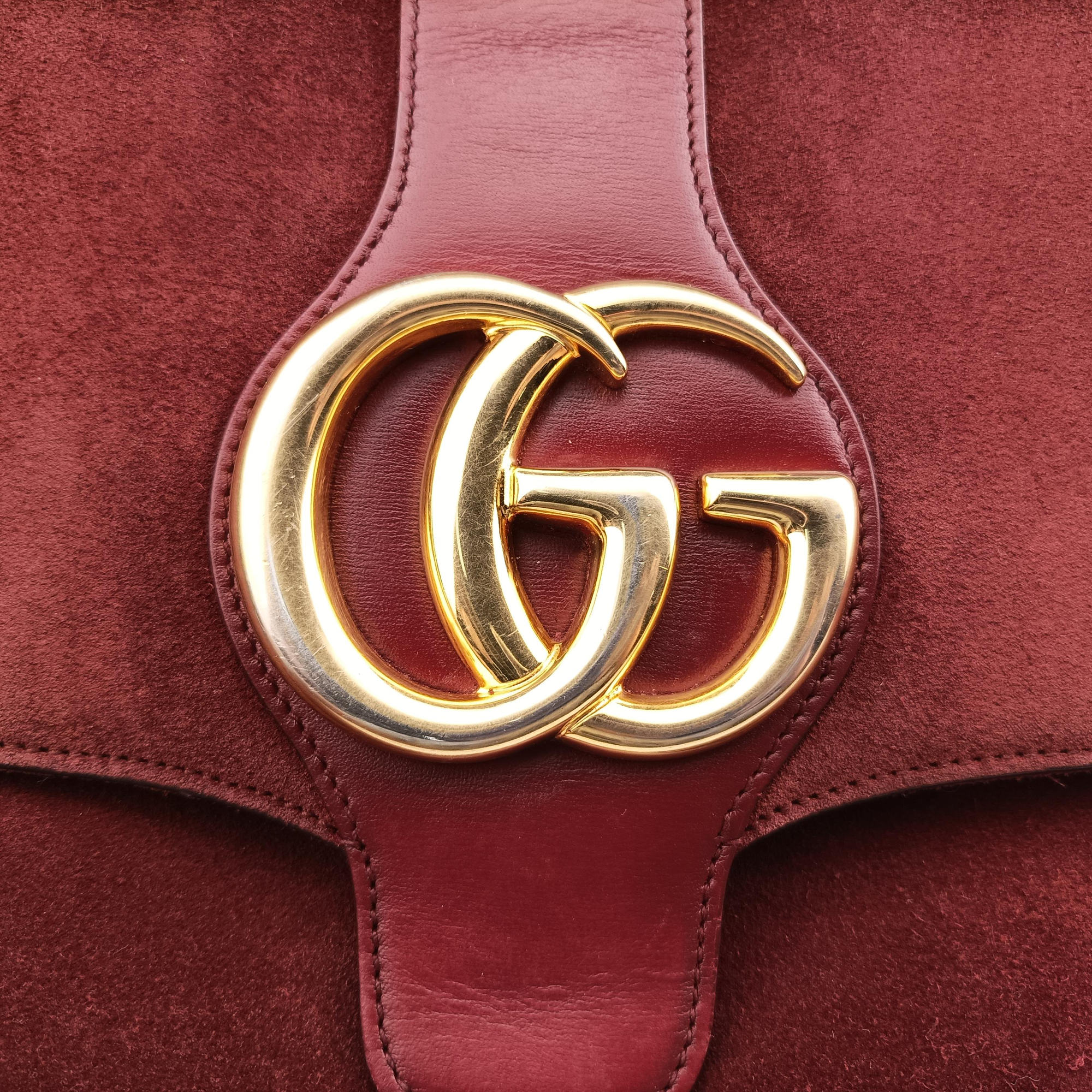 Pre-owned Gucci Arli Burgundy Suede×leather 550126 shoulderbag | stylenewstar
