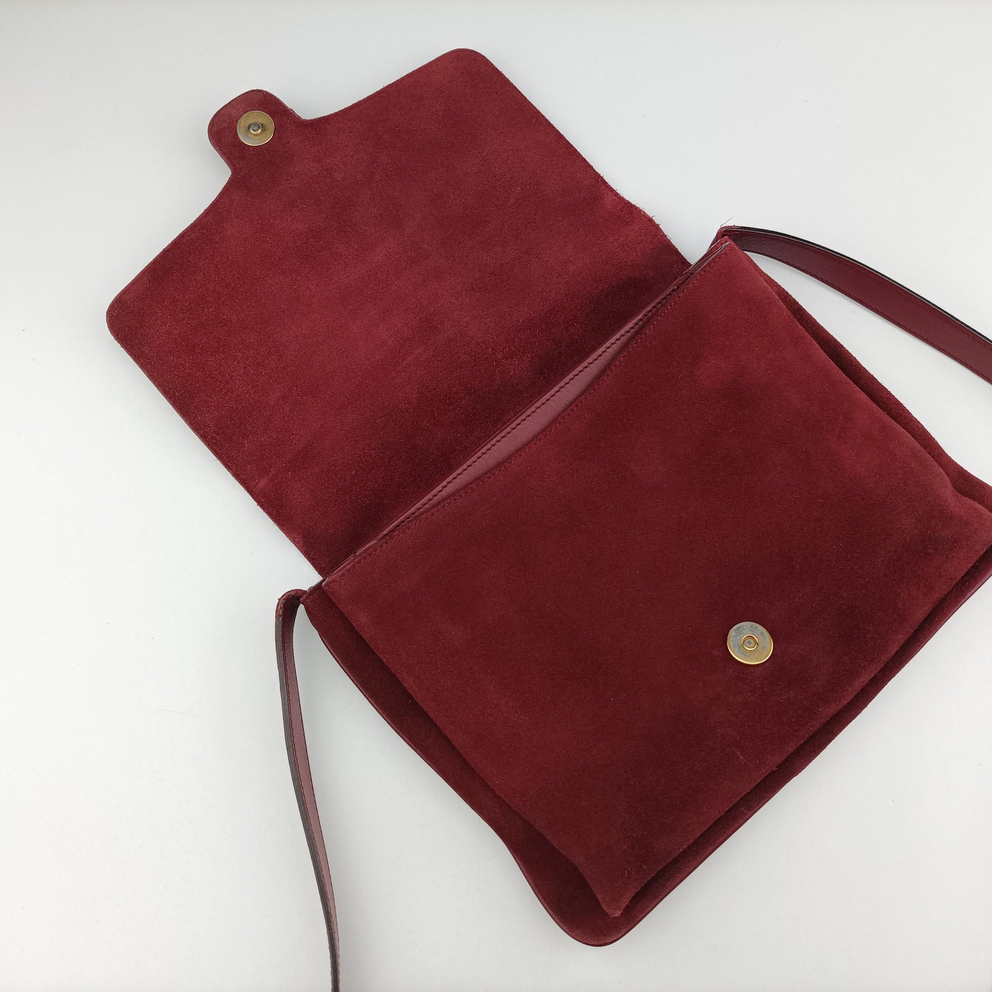 Pre-owned Gucci Arli Burgundy Suede×leather 550126 shoulderbag | stylenewstar