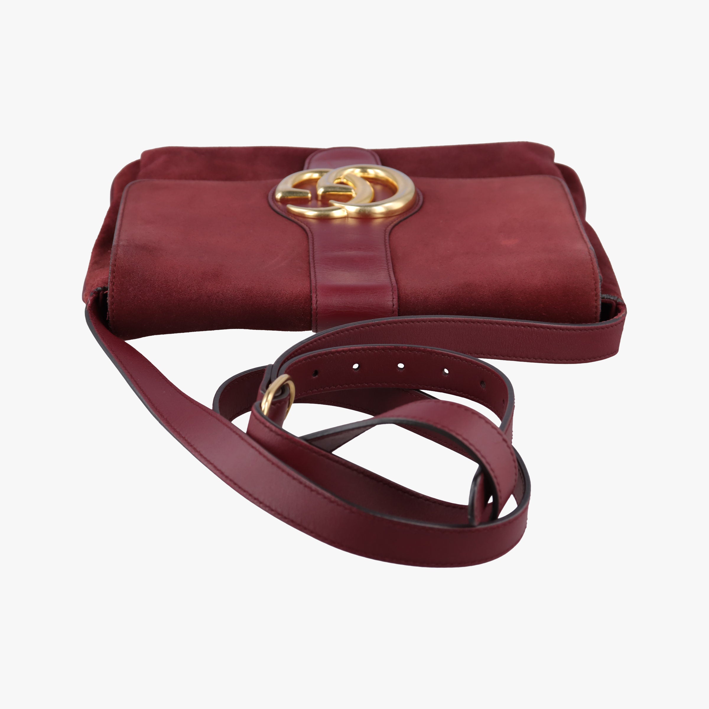 Pre-owned Gucci Arli Burgundy Suede×leather 550126 shoulderbag | stylenewstar