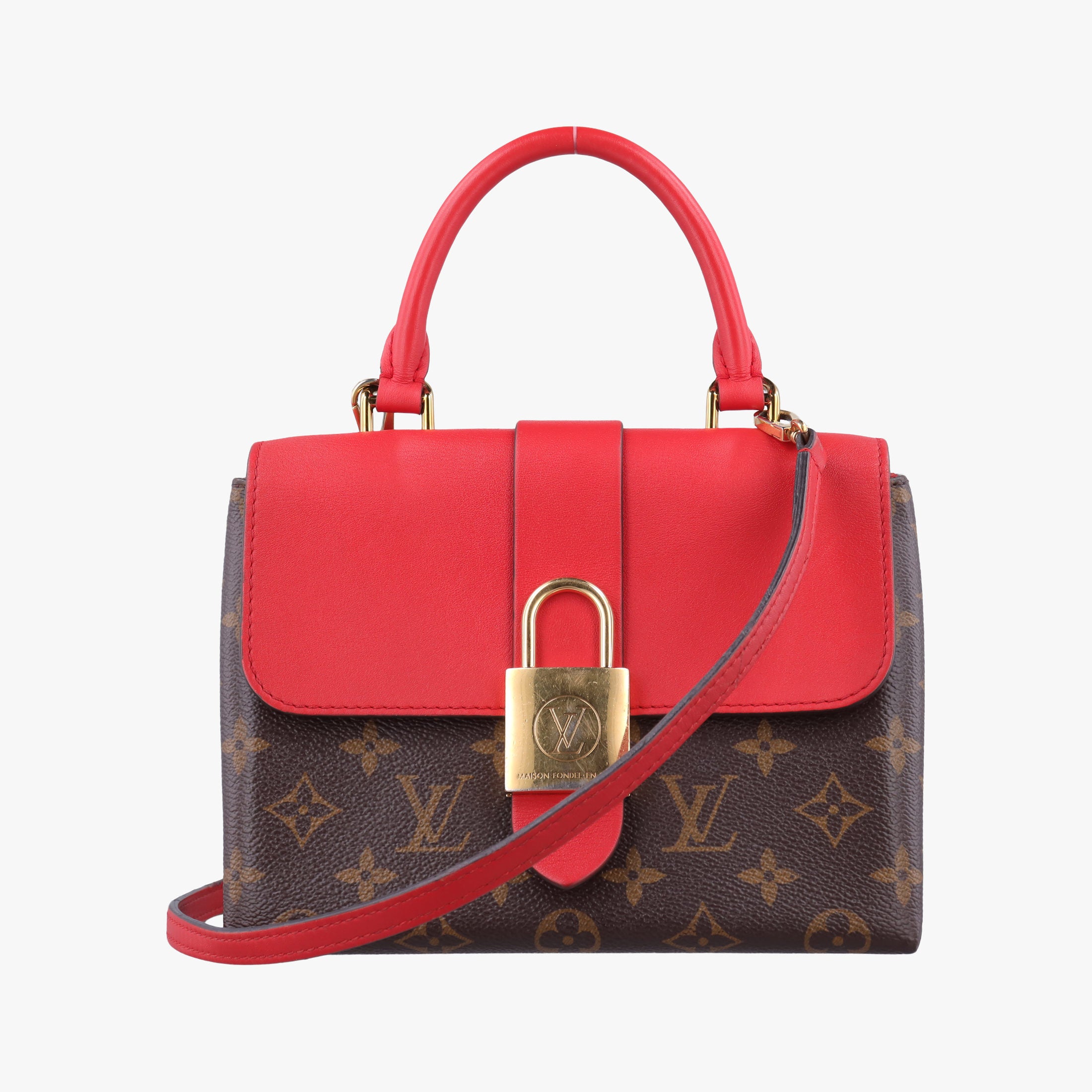 Pre-owned Louis Vuitton Locky BB Monogram/Brown×Coqulicot Monogram canvas×calf leather M44322 shoulderbag | stylenewstar