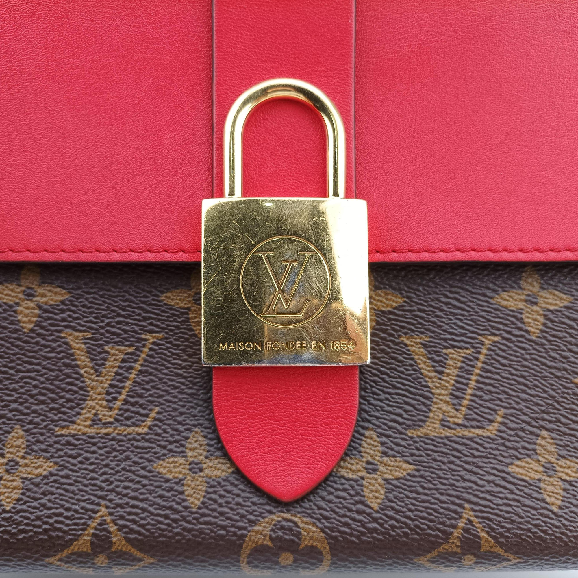 Pre-owned Louis Vuitton Locky BB Monogram/Brown×Coqulicot Monogram canvas×calf leather M44322 shoulderbag | stylenewstar