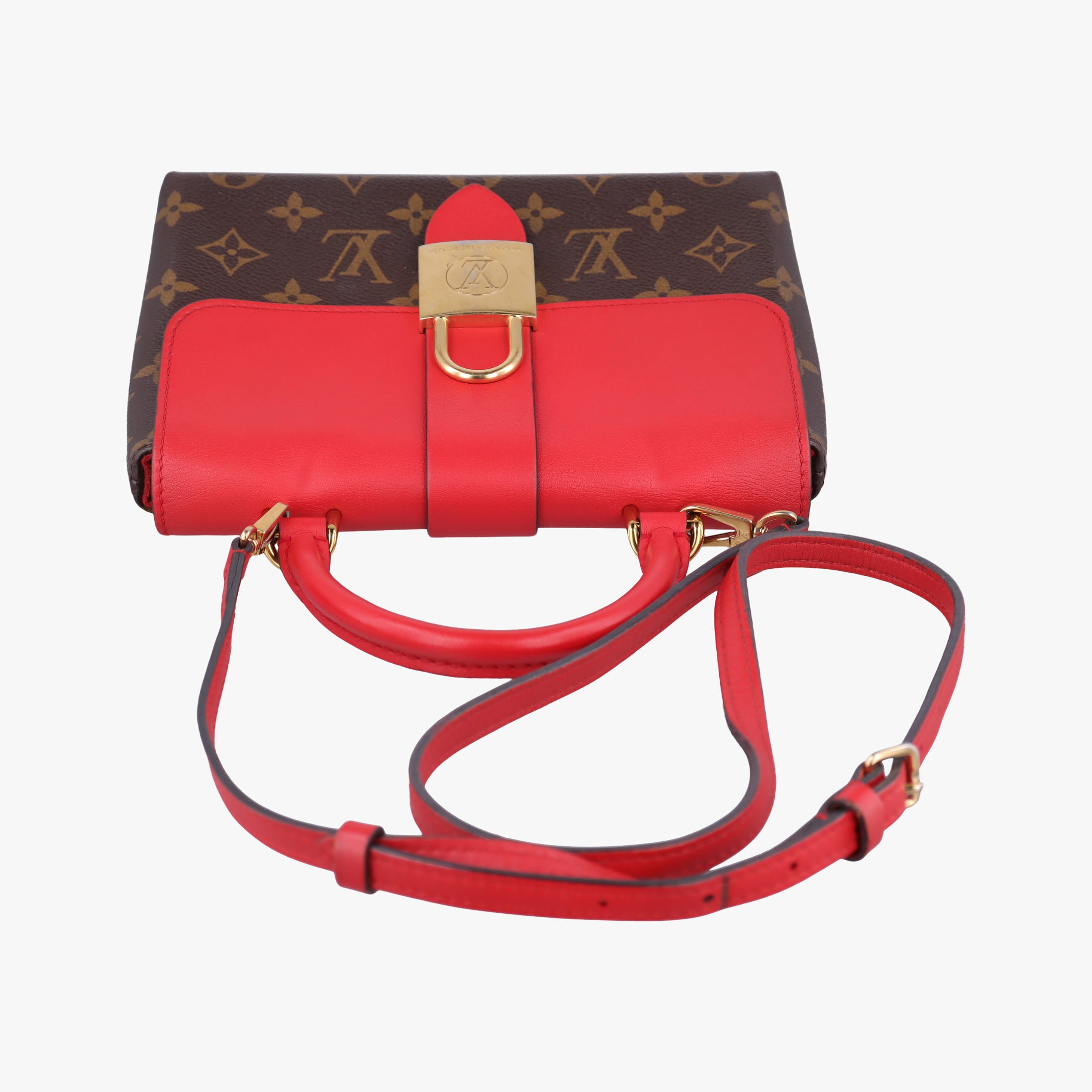 Pre-owned Louis Vuitton Locky BB Monogram/Brown×Coqulicot Monogram canvas×calf leather M44322 shoulderbag | stylenewstar