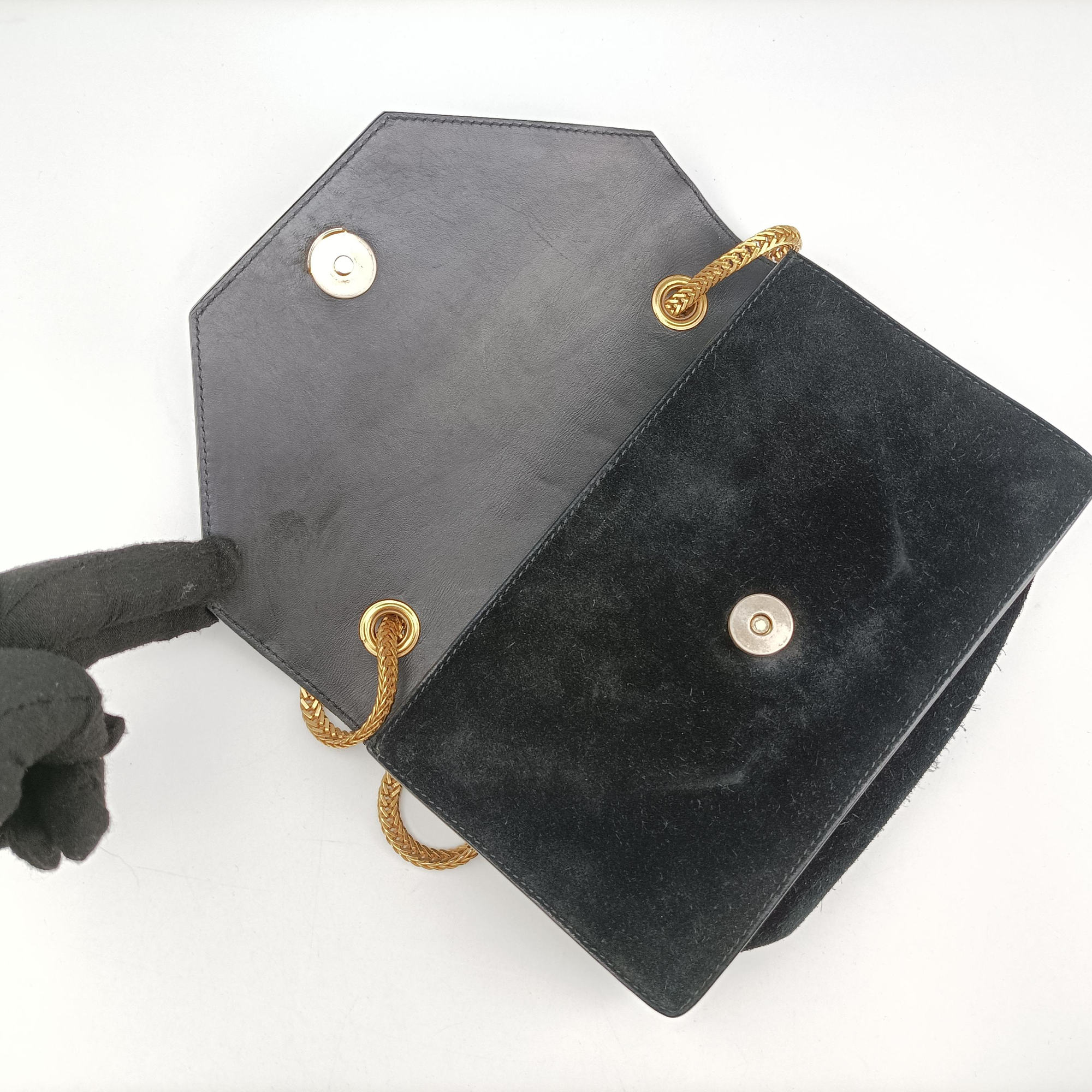 Pre-owned Yves Saint Laurent Small Betty Black Suede × Leather 314516 shoulderbag | stylenewstar