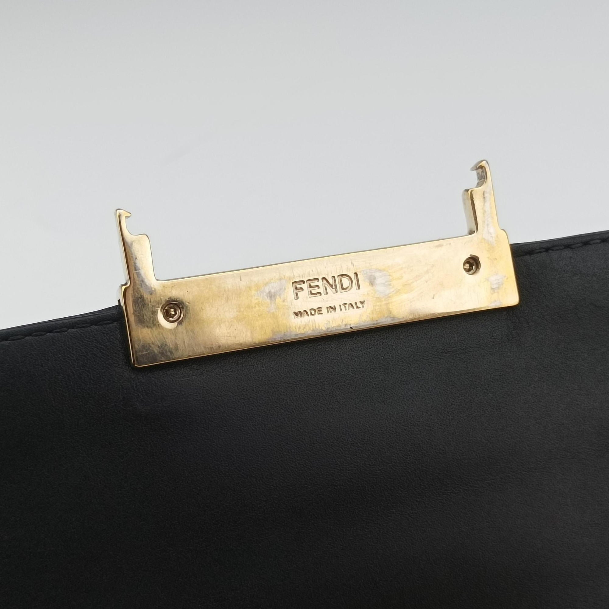 Pre-owned Fendi Baguette Chain Flap Black Leather 8BT139 shoulderbag | stylenewstar