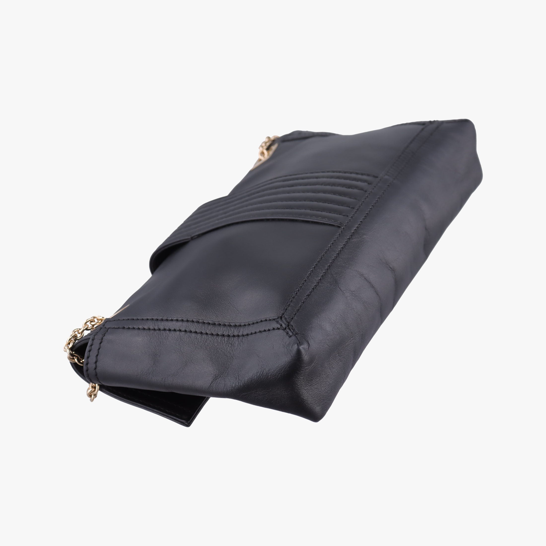 Pre-owned Fendi Baguette Chain Flap Black Leather 8BT139 shoulderbag | stylenewstar