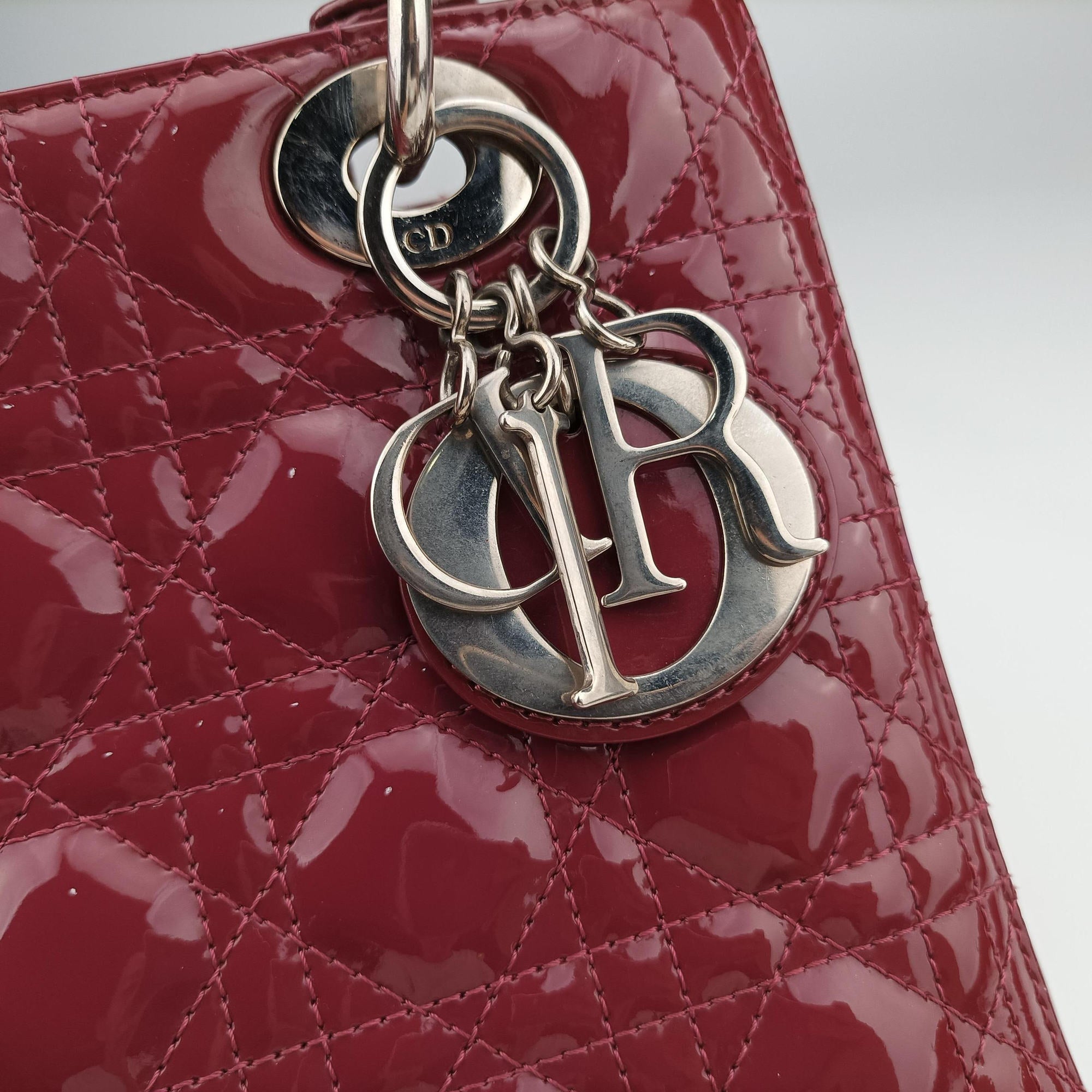 Pre-owned Christian Dior Lady Dior Purple patent  handbag | stylenewstar