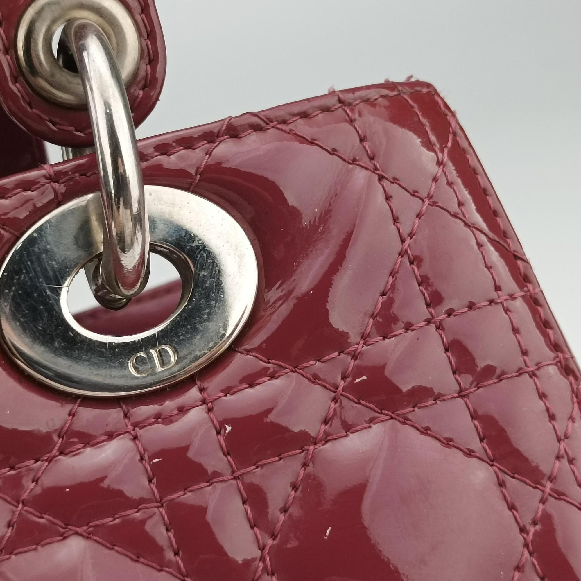 Pre-owned Christian Dior Lady Dior Purple patent  handbag | stylenewstar