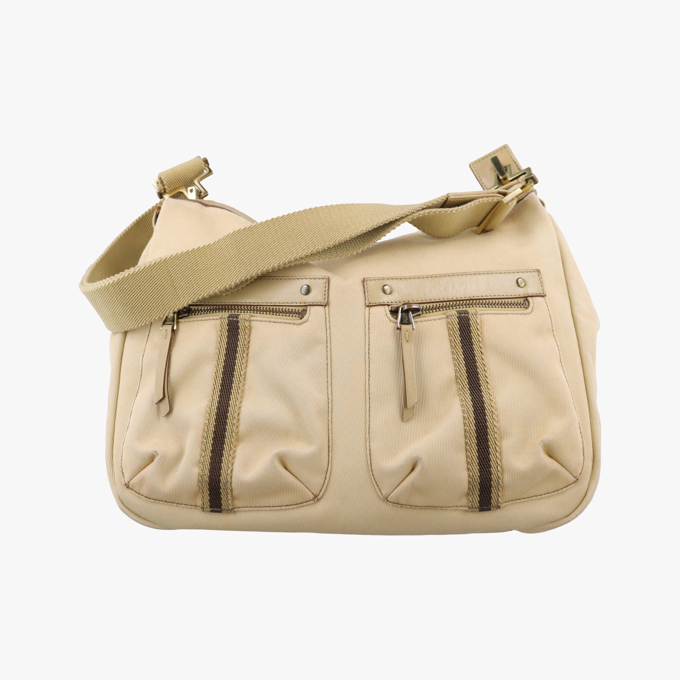 Pre-owned Gucci Double Pocket Beige canvas 90762 shoulderbag | stylenewstar