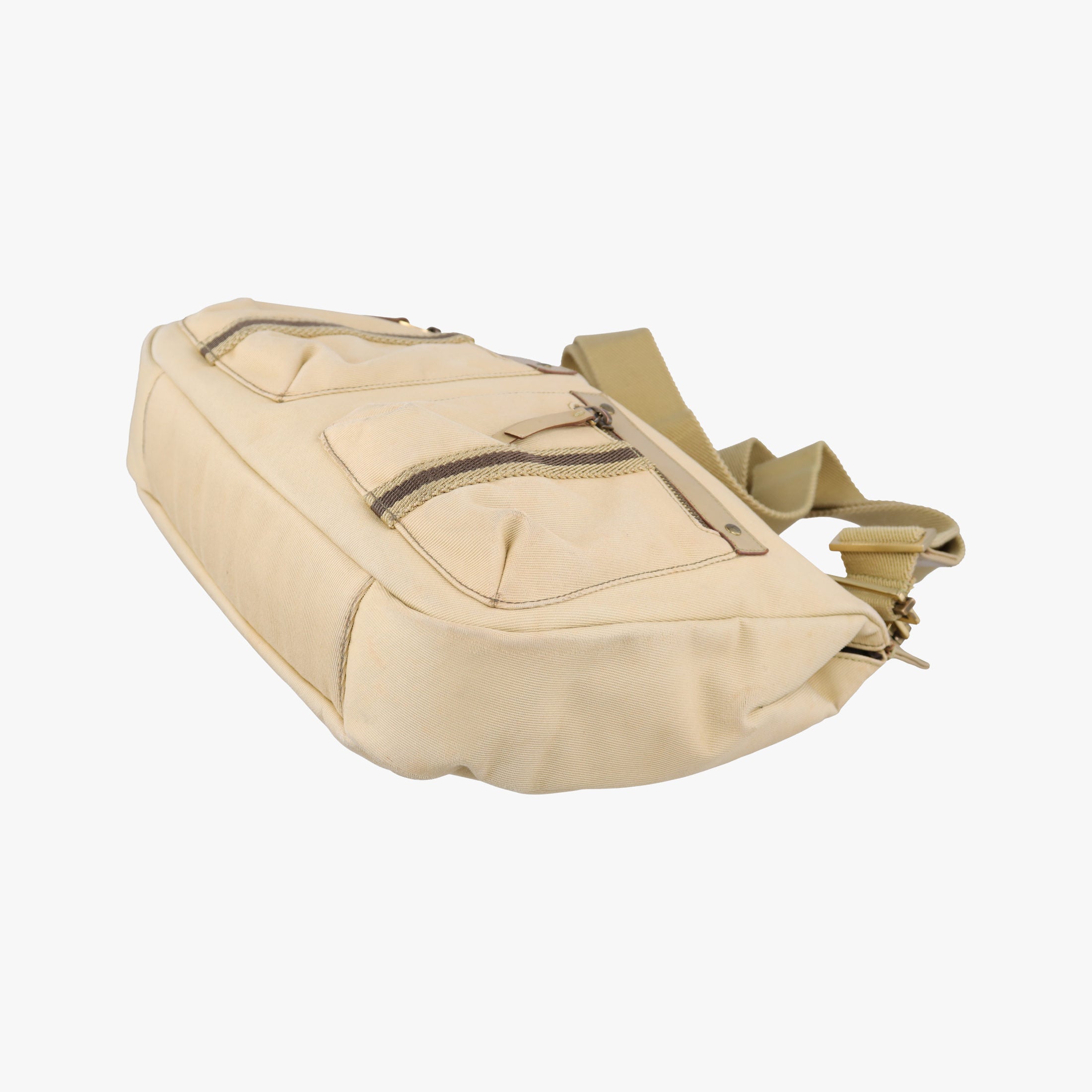 Pre-owned Gucci Double Pocket Beige canvas 90762 shoulderbag | stylenewstar