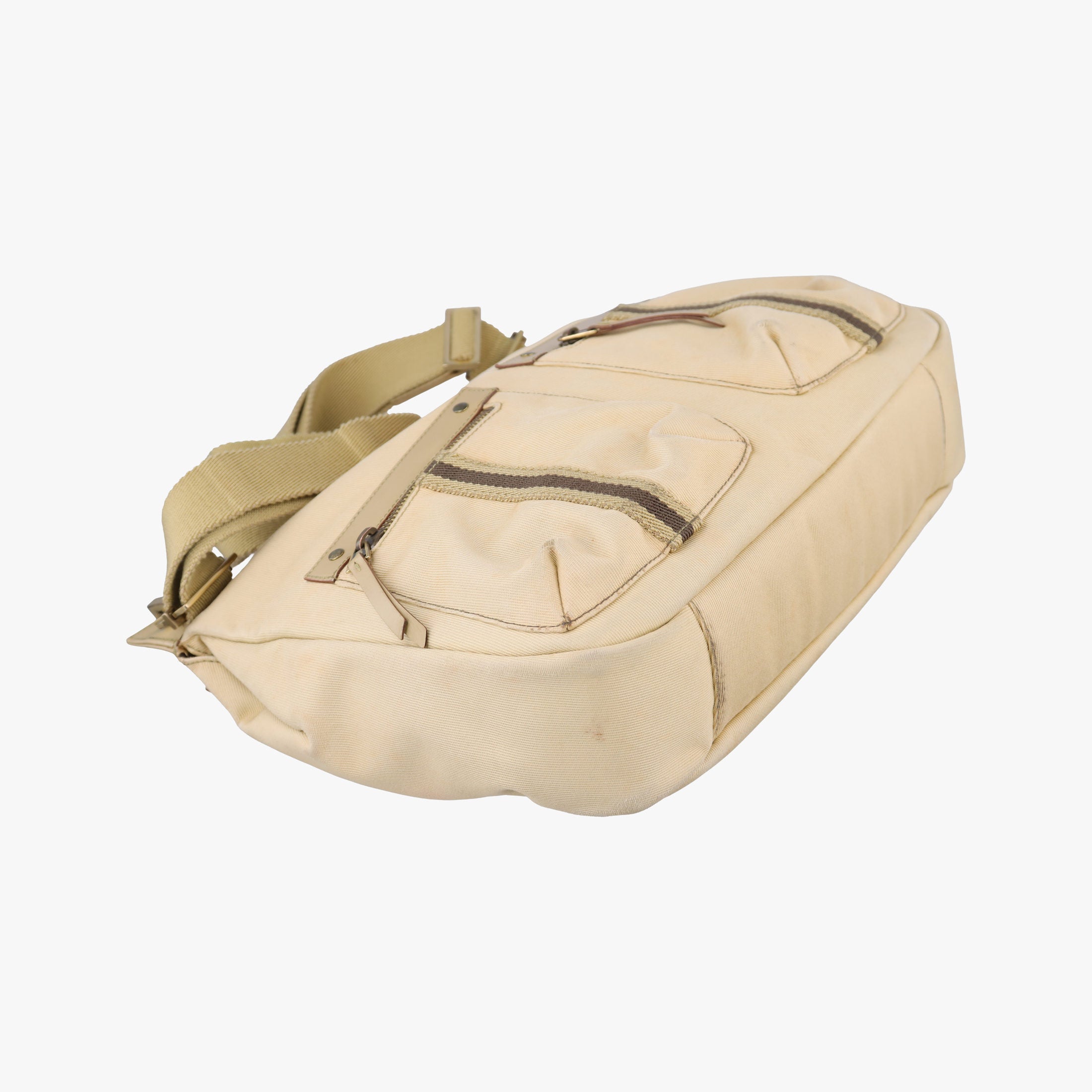 Pre-owned Gucci Double Pocket Beige canvas 90762 shoulderbag | stylenewstar