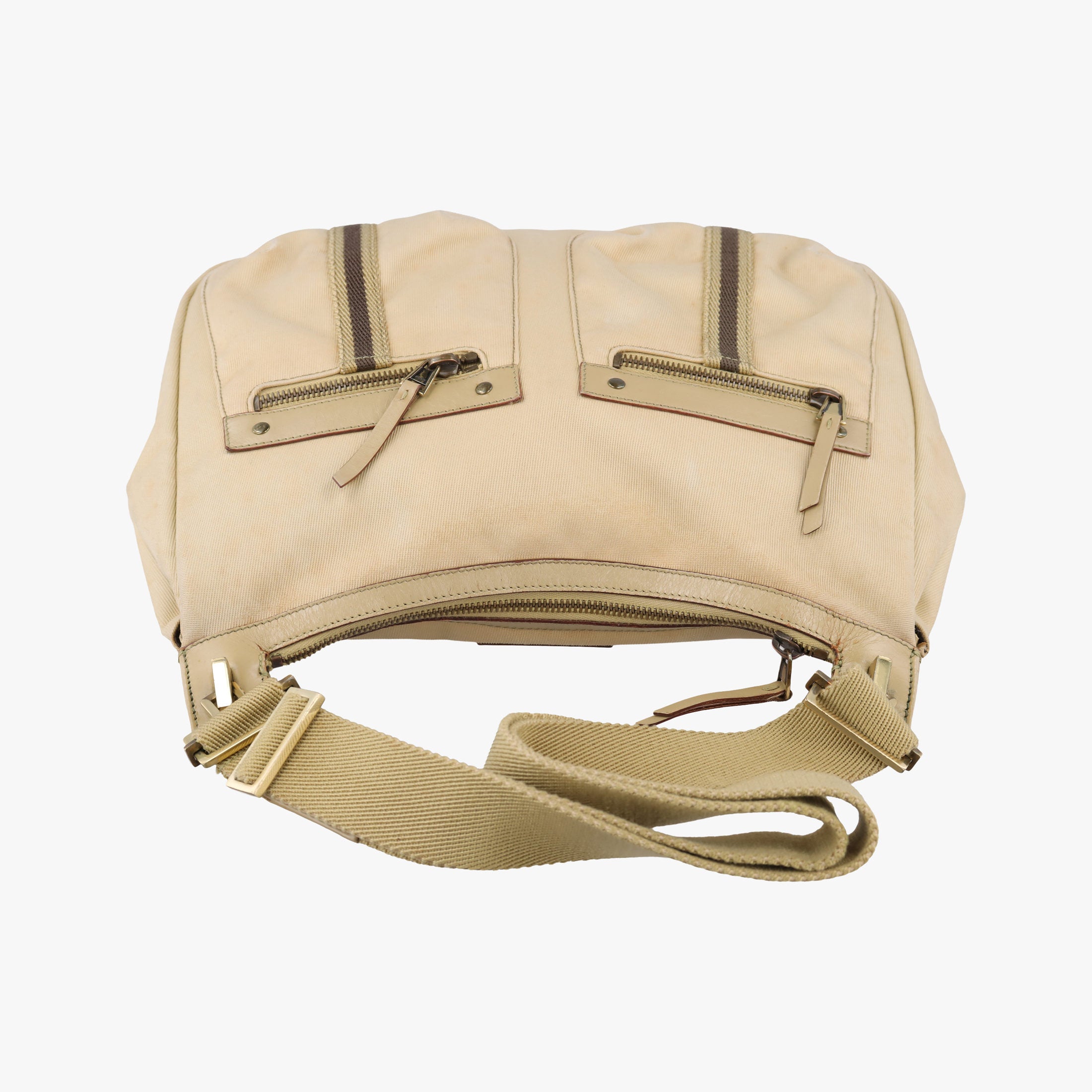 Pre-owned Gucci Double Pocket Beige canvas 90762 shoulderbag | stylenewstar