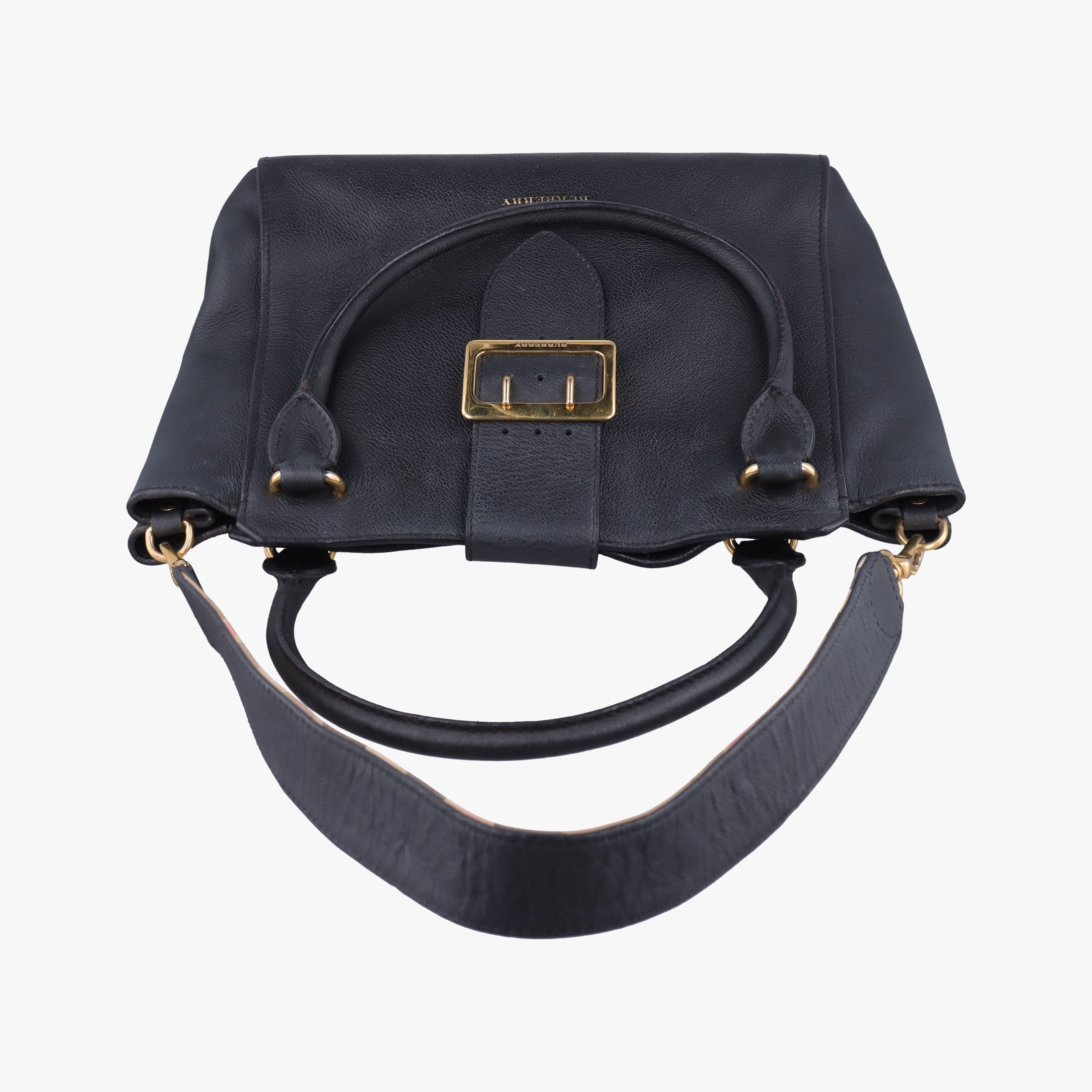 Vintage Burberry Buckle Black Leather  handbag | stylenewstar