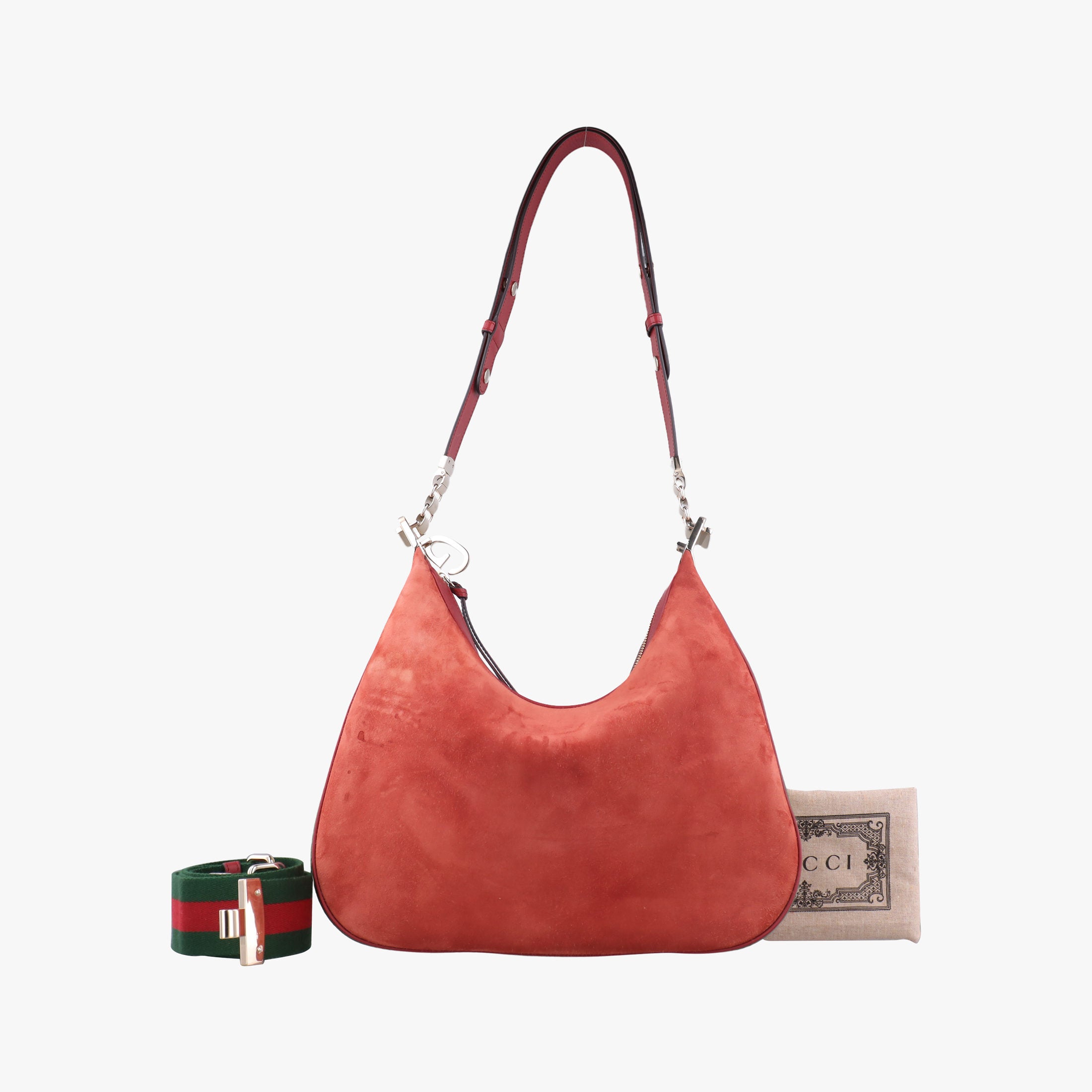 Pre-owned Gucci Attache G-Shaped Hook Rust Red Suede × Leather 702823 shoulderbag | stylenewstar