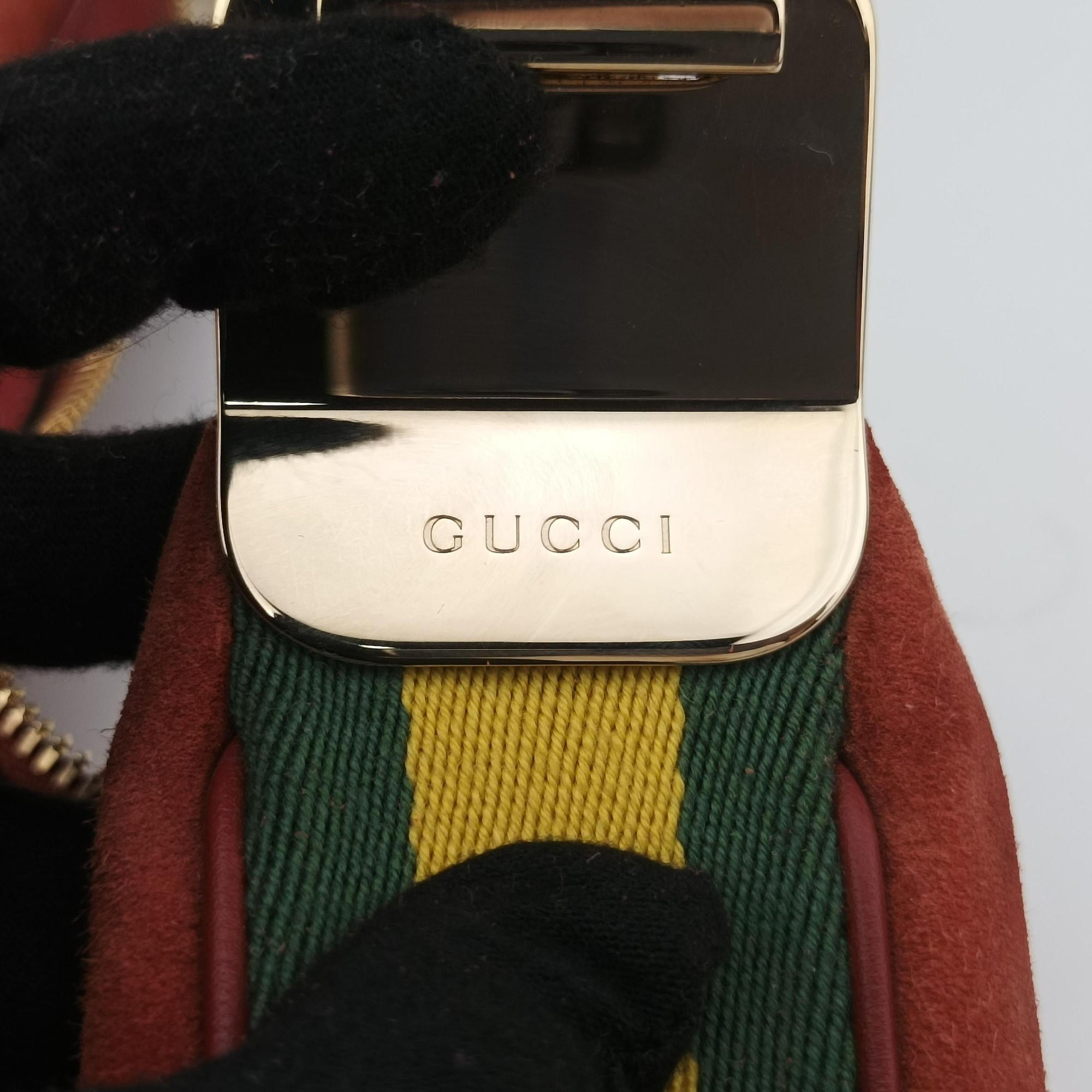 Pre-owned Gucci Attache G-Shaped Hook Rust Red Suede × Leather 702823 shoulderbag | stylenewstar