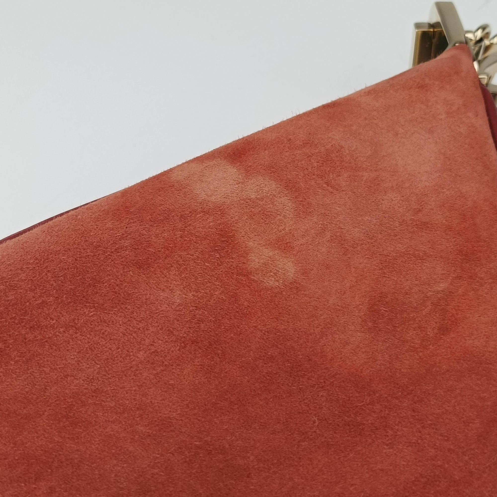 Pre-owned Gucci Attache G-Shaped Hook Rust Red Suede × Leather 702823 shoulderbag | stylenewstar