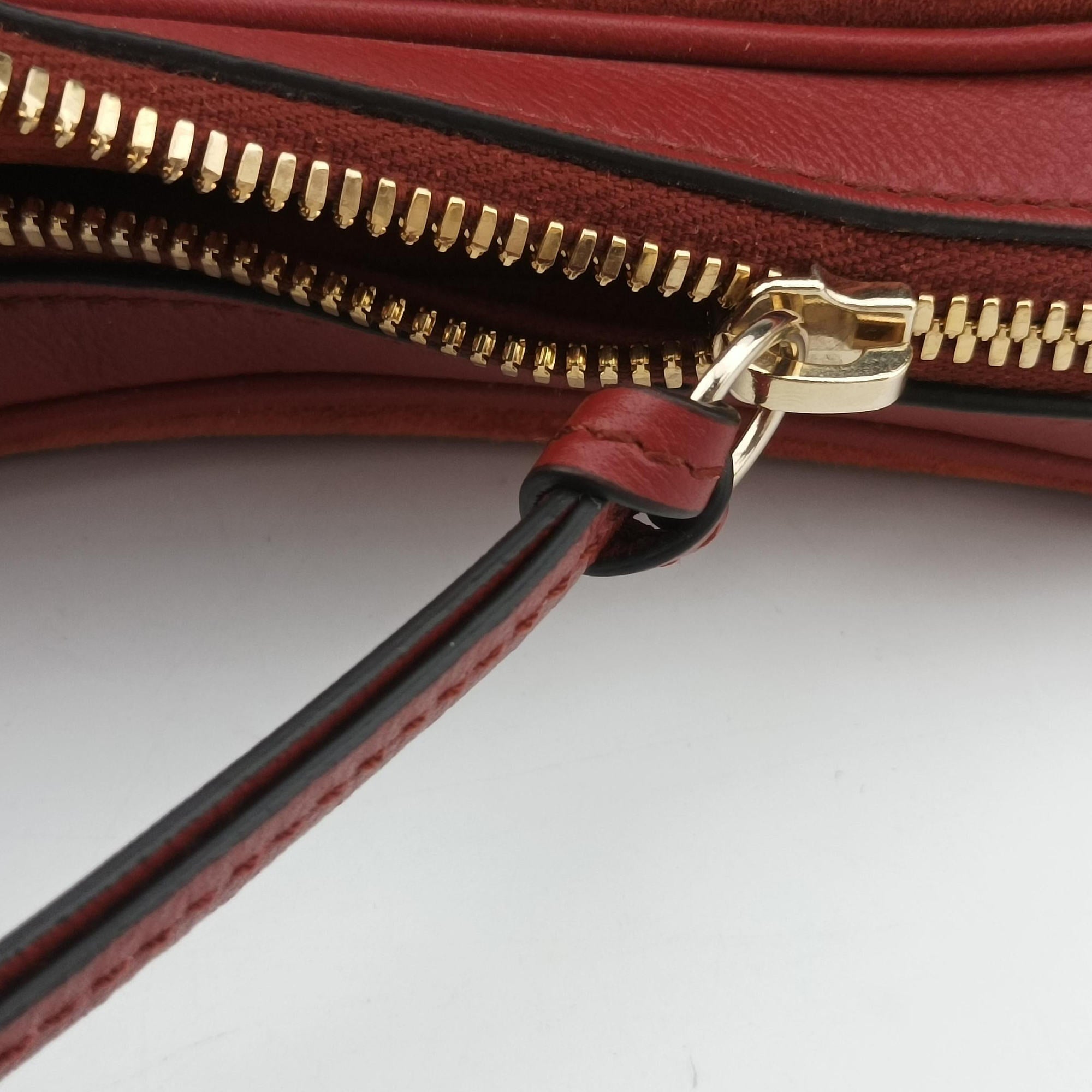 Pre-owned Gucci Attache G-Shaped Hook Rust Red Suede × Leather 702823 shoulderbag | stylenewstar