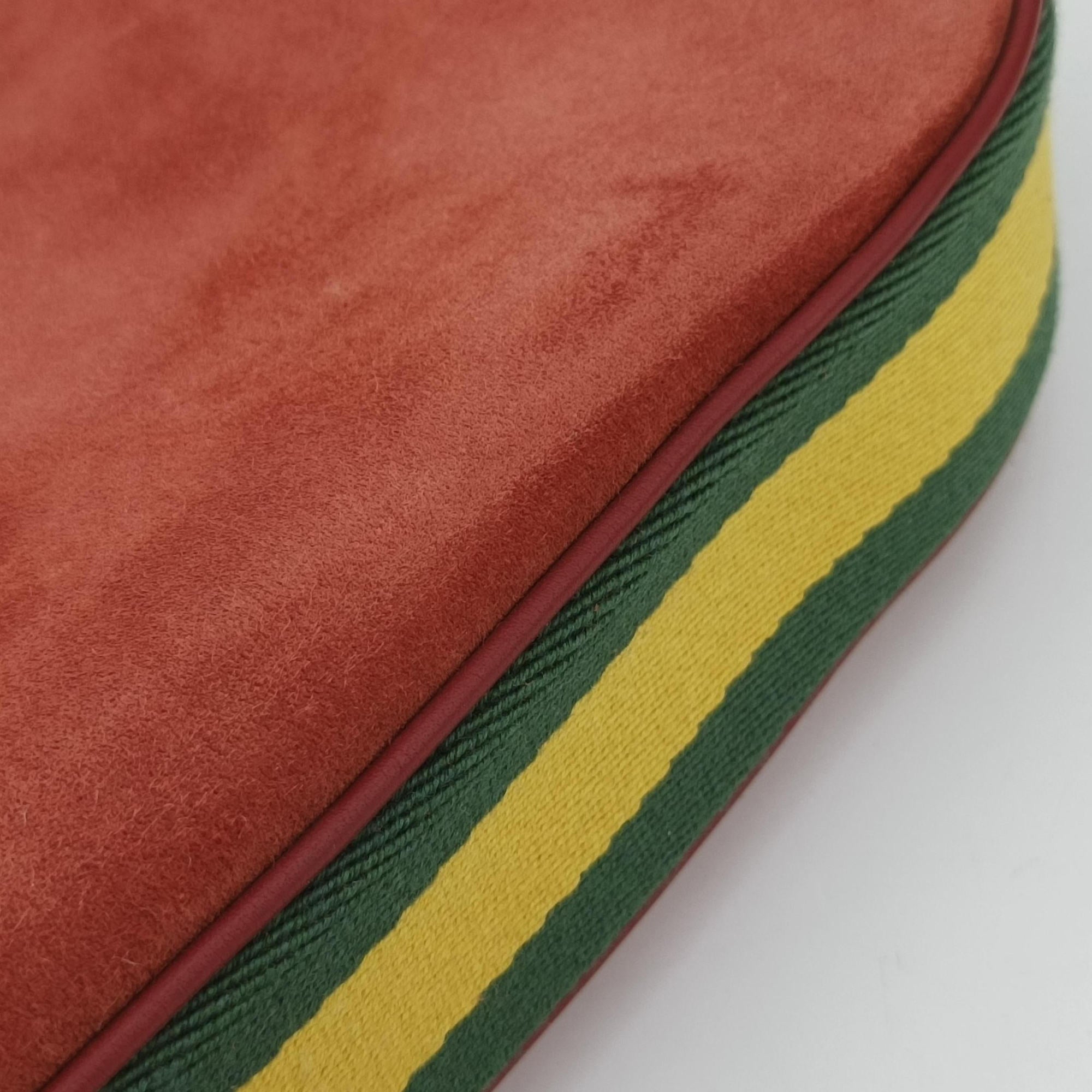 Pre-owned Gucci Attache G-Shaped Hook Rust Red Suede × Leather 702823 shoulderbag | stylenewstar