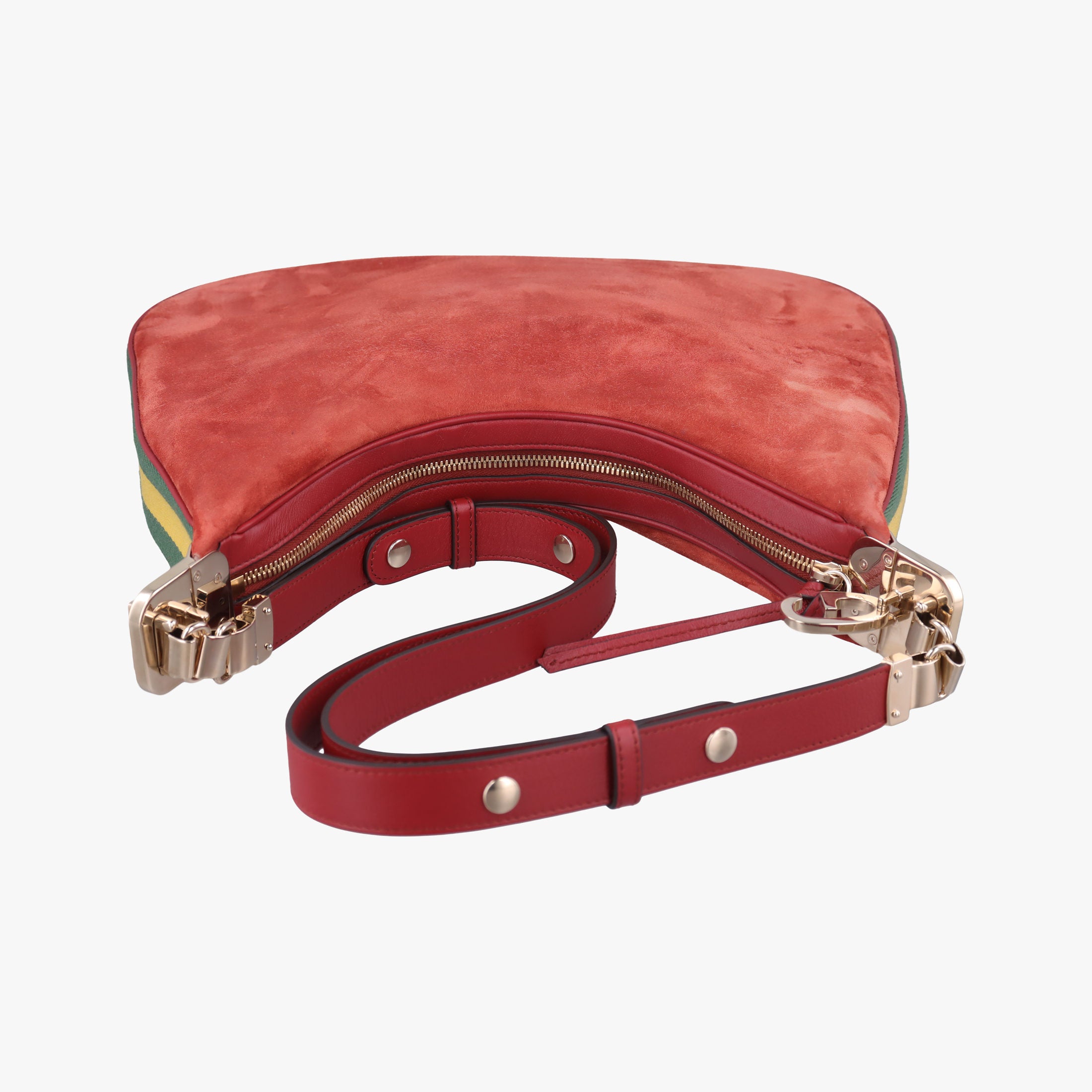 Pre-owned Gucci Attache G-Shaped Hook Rust Red Suede × Leather 702823 shoulderbag | stylenewstar