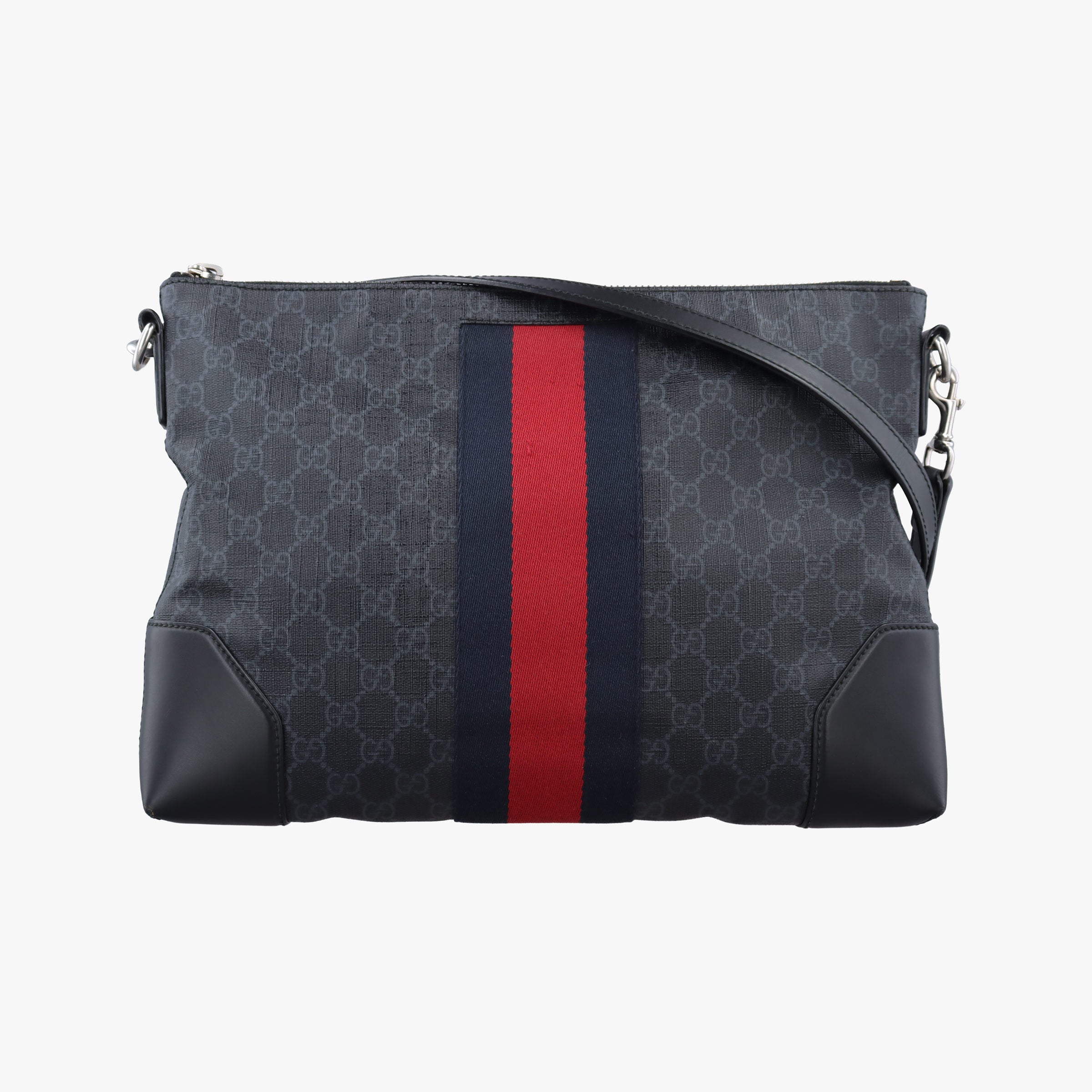 Pre-owned Gucci GG Supreme Shelley Messenger Black×red PVC coated canvas×leather 474139 shoulderbag | stylenewstar