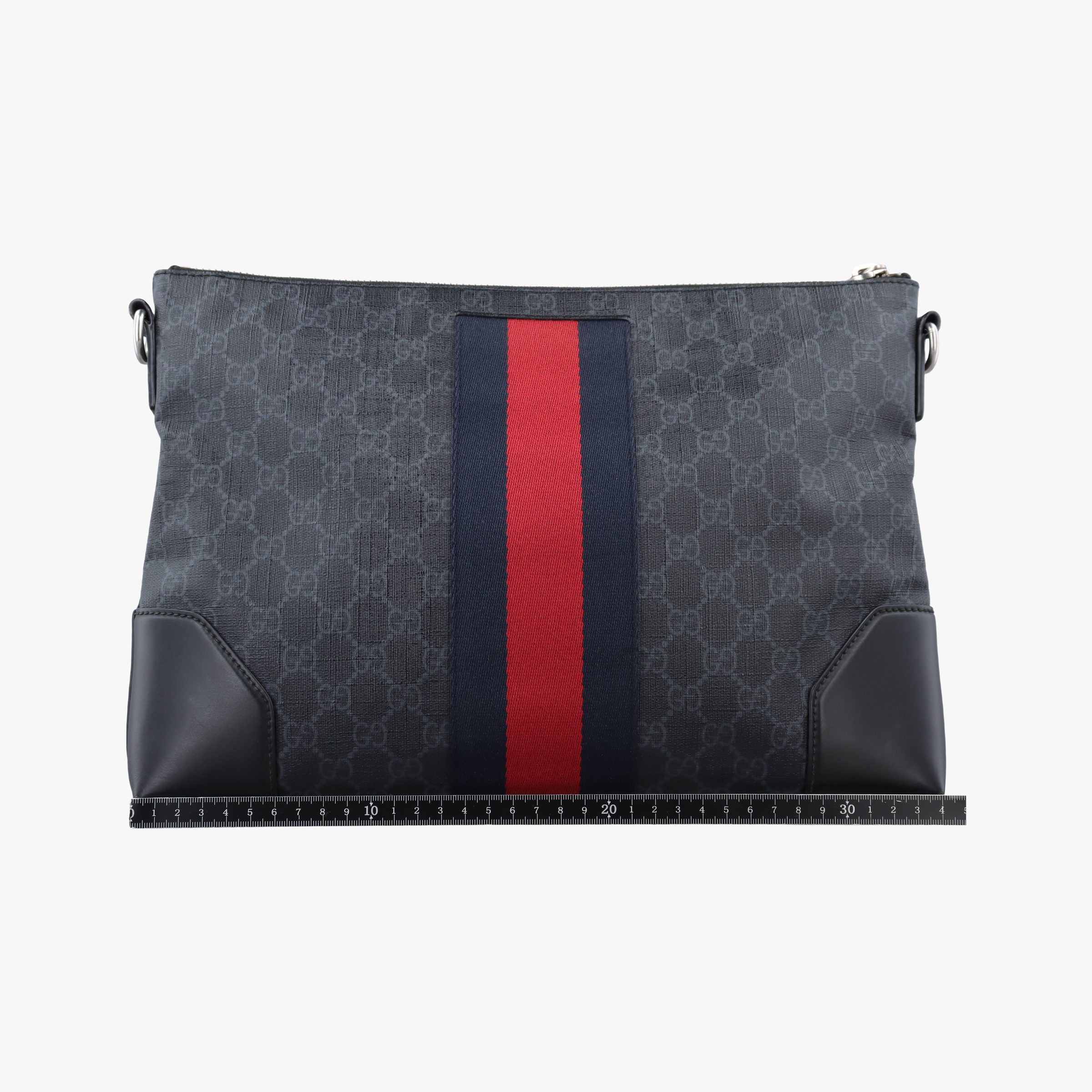 Pre-owned Gucci GG Supreme Shelley Messenger Black×red PVC coated canvas×leather 474139 shoulderbag | stylenewstar