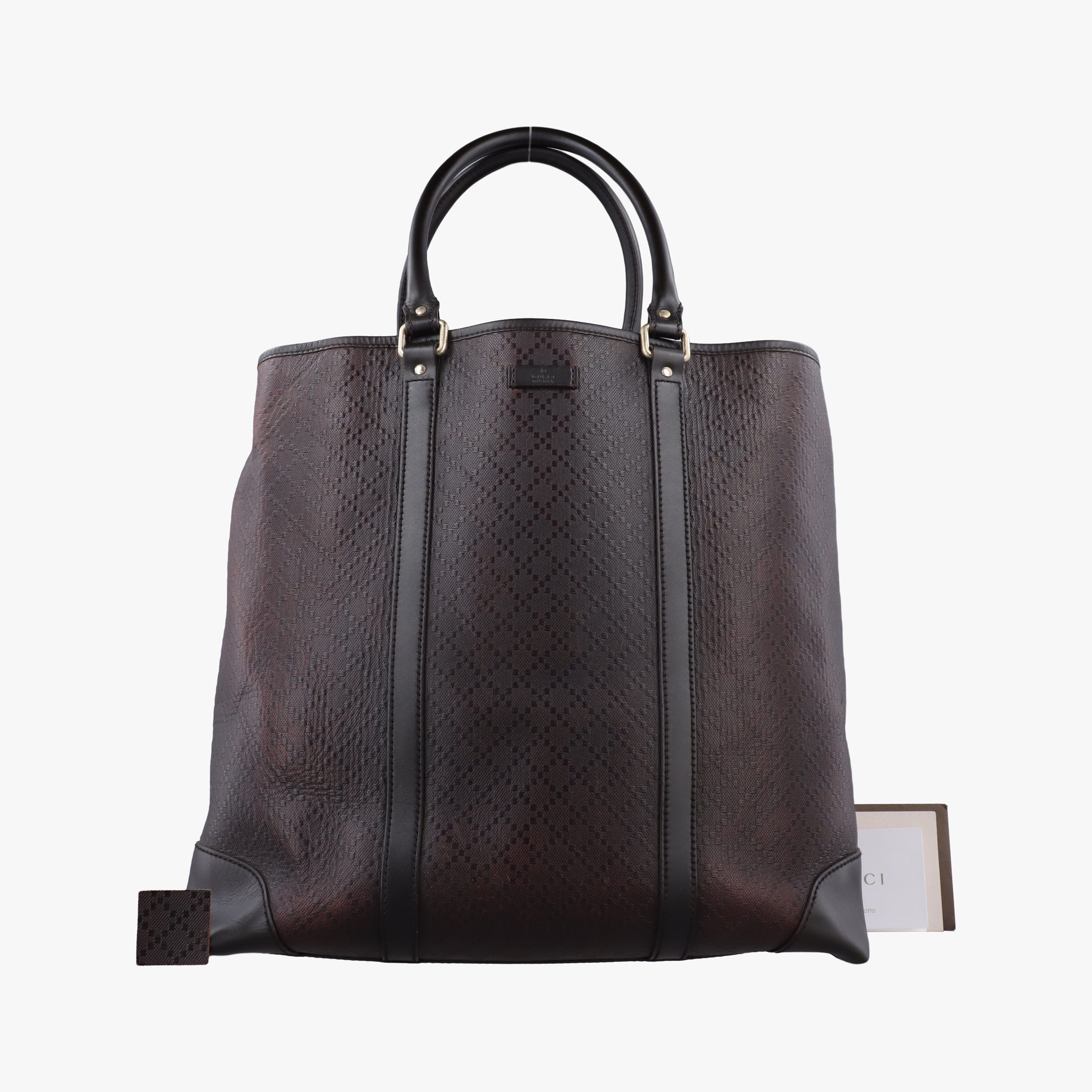 Pre-owned Gucci Diamante tote Brown leather 223668 handbag | stylenewstar