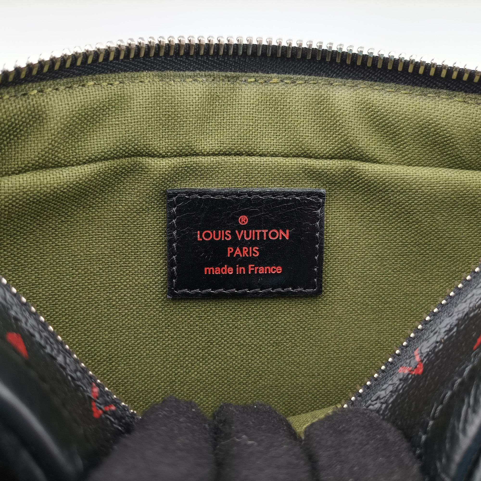Pre-owned Louis Vuitton Petite Malle Black × Red Monogram Infrarouge Canvas × Leather M40273 shoulderbag | stylenewstar