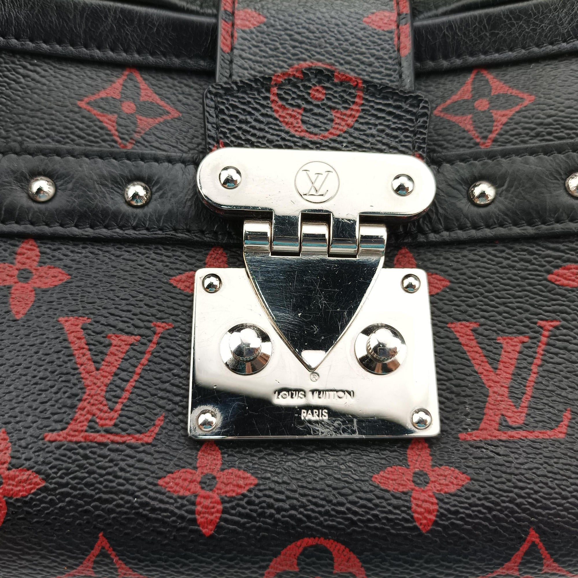 Pre-owned Louis Vuitton Petite Malle Black × Red Monogram Infrarouge Canvas × Leather M40273 shoulderbag | stylenewstar