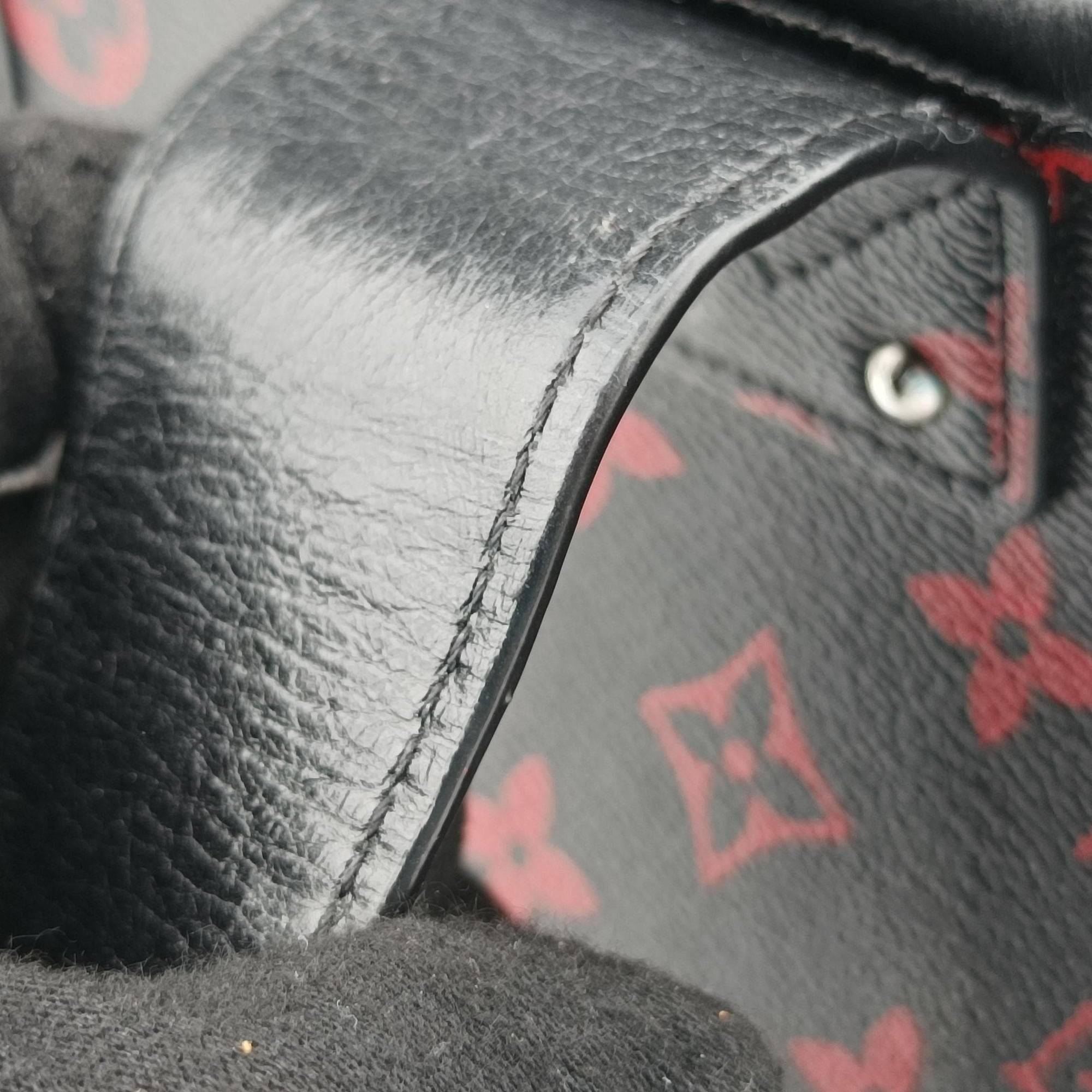 Pre-owned Louis Vuitton Petite Malle Black × Red Monogram Infrarouge Canvas × Leather M40273 shoulderbag | stylenewstar