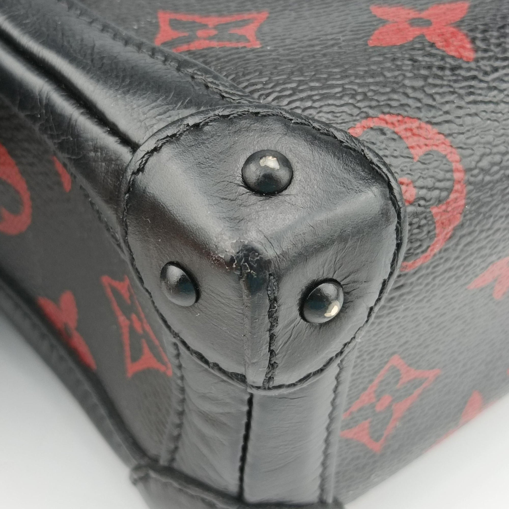 Pre-owned Louis Vuitton Petite Malle Black × Red Monogram Infrarouge Canvas × Leather M40273 shoulderbag | stylenewstar