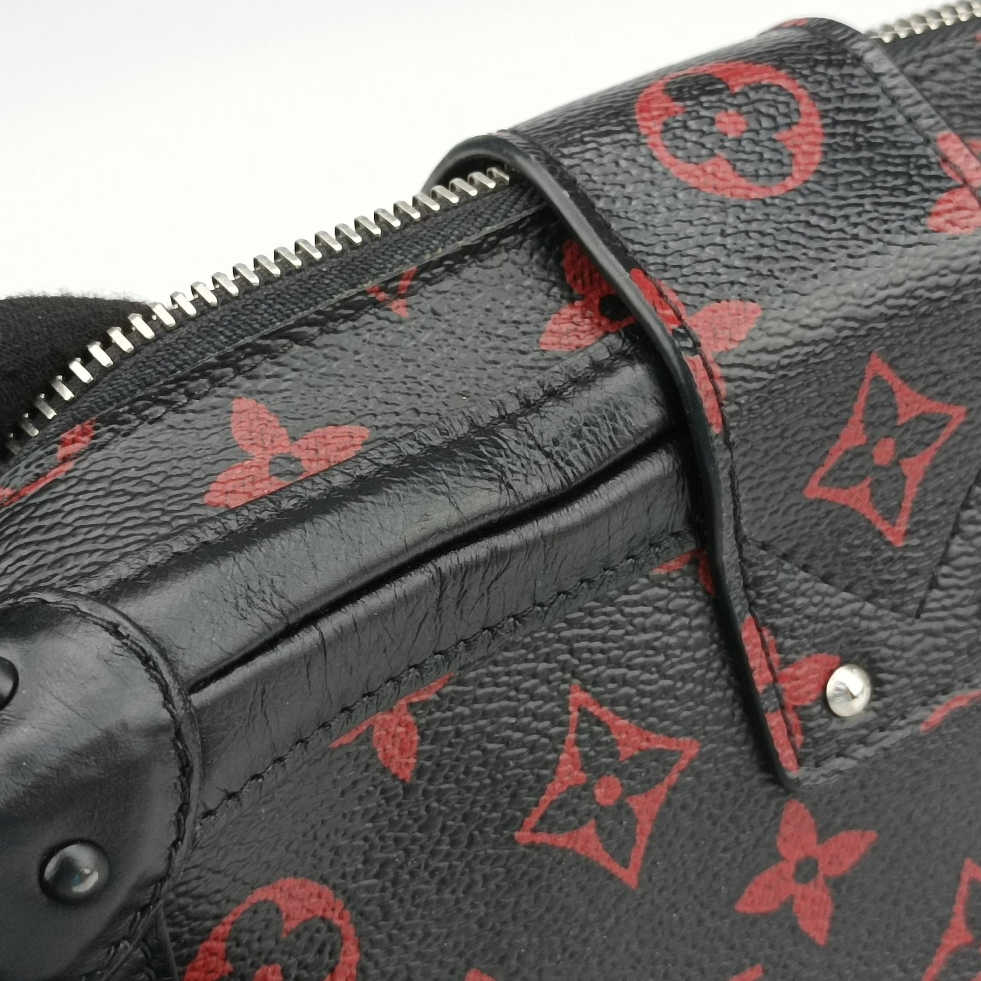 Pre-owned Louis Vuitton Petite Malle Black × Red Monogram Infrarouge Canvas × Leather M40273 shoulderbag | stylenewstar