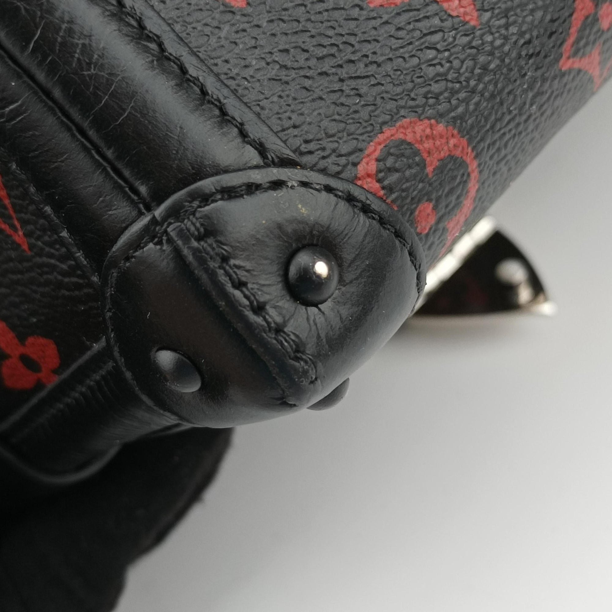 Pre-owned Louis Vuitton Petite Malle Black × Red Monogram Infrarouge Canvas × Leather M40273 shoulderbag | stylenewstar