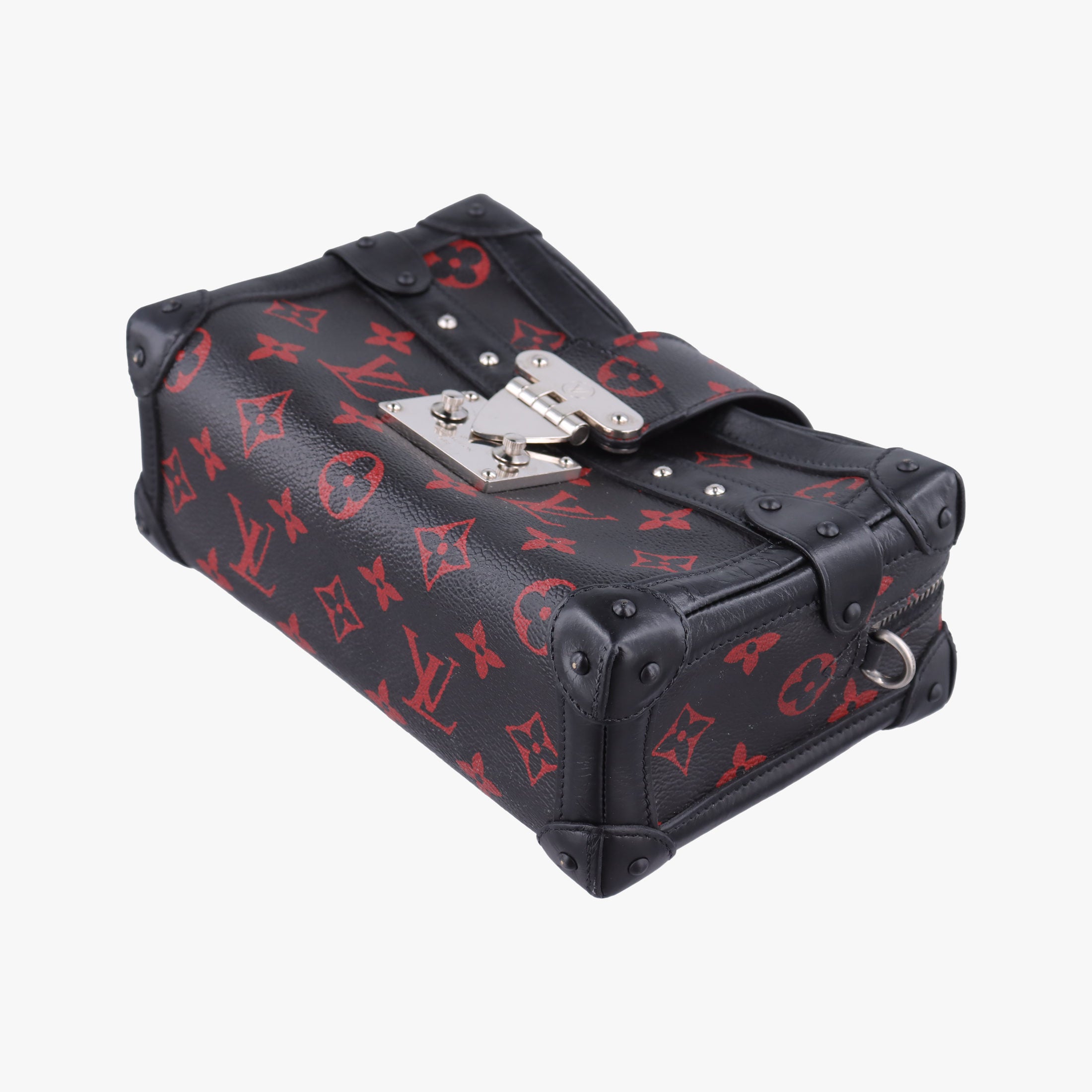 Pre-owned Louis Vuitton Petite Malle Black × Red Monogram Infrarouge Canvas × Leather M40273 shoulderbag | stylenewstar