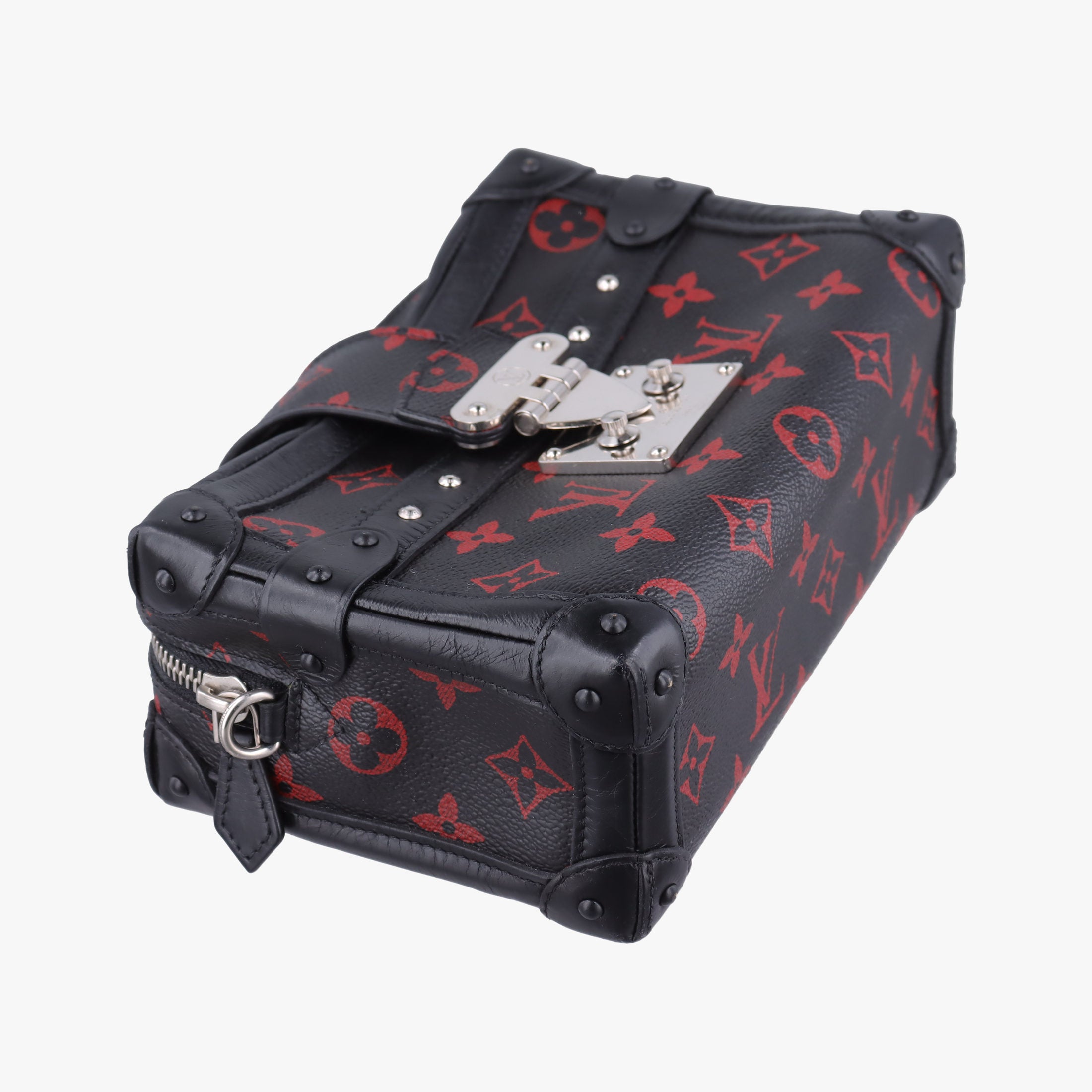 Pre-owned Louis Vuitton Petite Malle Black × Red Monogram Infrarouge Canvas × Leather M40273 shoulderbag | stylenewstar