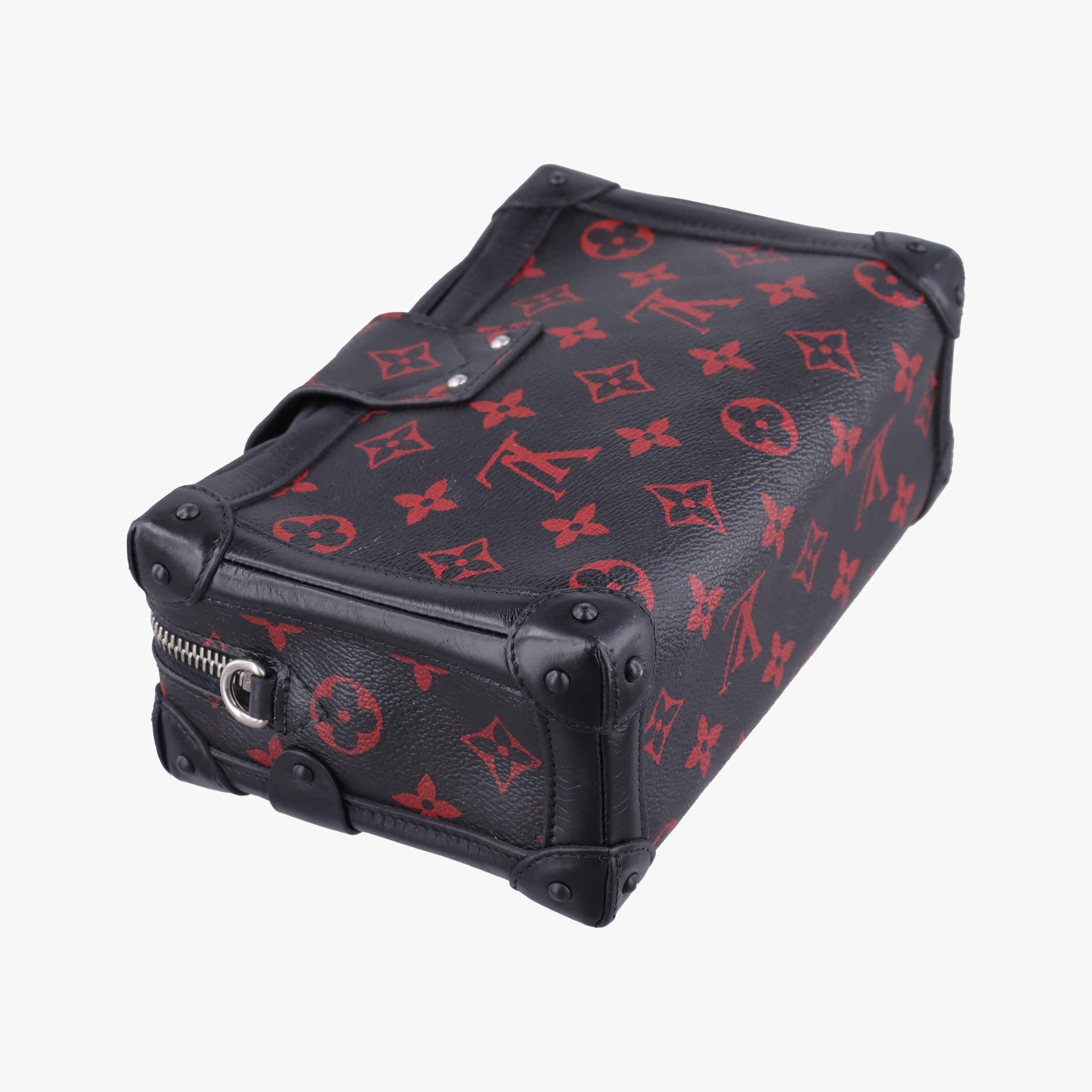 Pre-owned Louis Vuitton Petite Malle Black × Red Monogram Infrarouge Canvas × Leather M40273 shoulderbag | stylenewstar