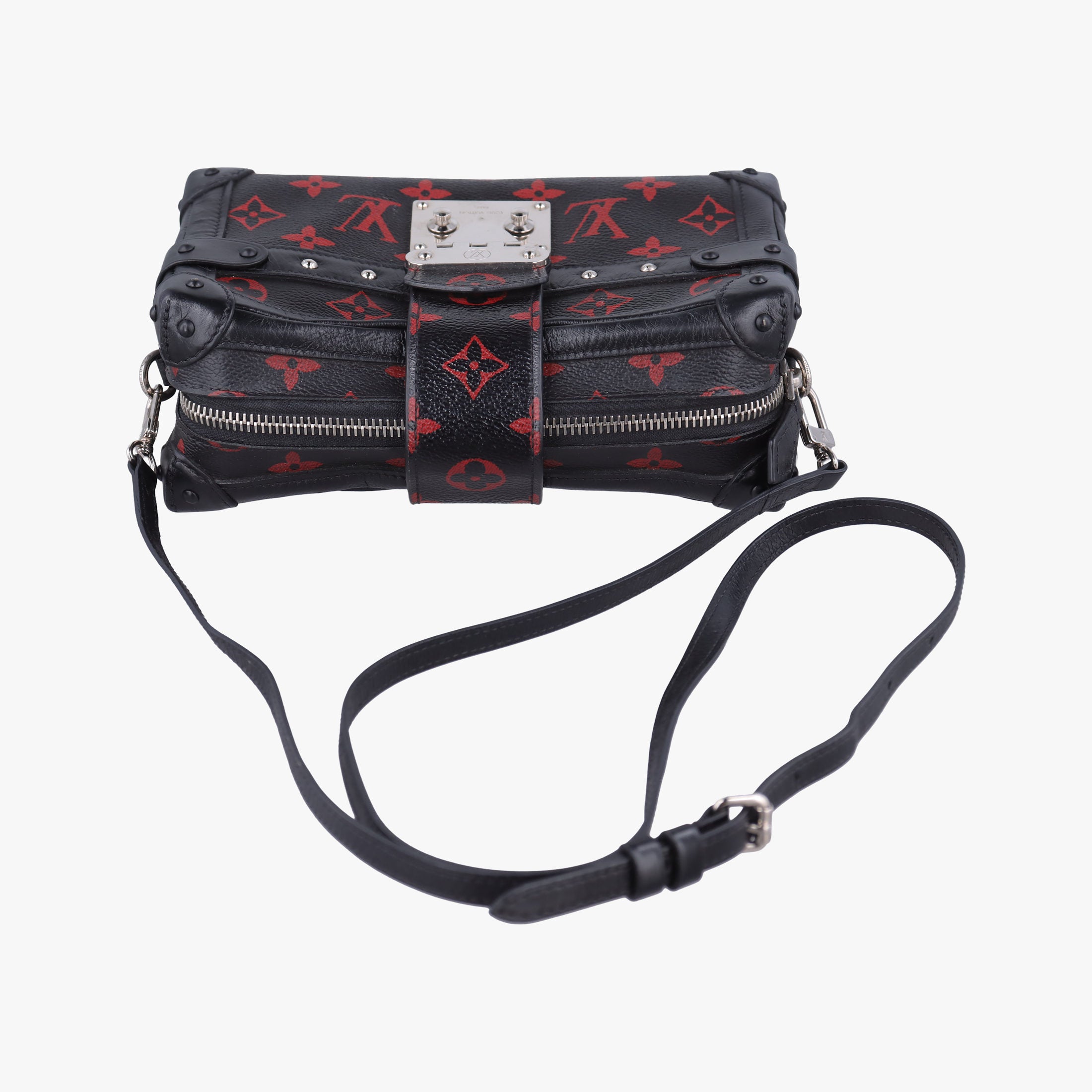 Pre-owned Louis Vuitton Petite Malle Black × Red Monogram Infrarouge Canvas × Leather M40273 shoulderbag | stylenewstar