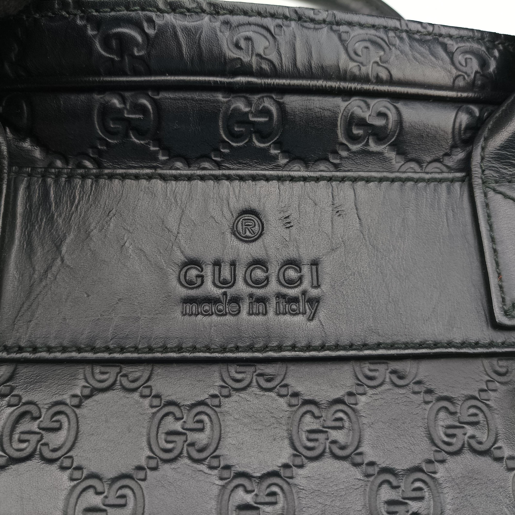 Vintage Gucci Guccissima Briefcase Business Black Leather 328937 handbag | stylenewstar