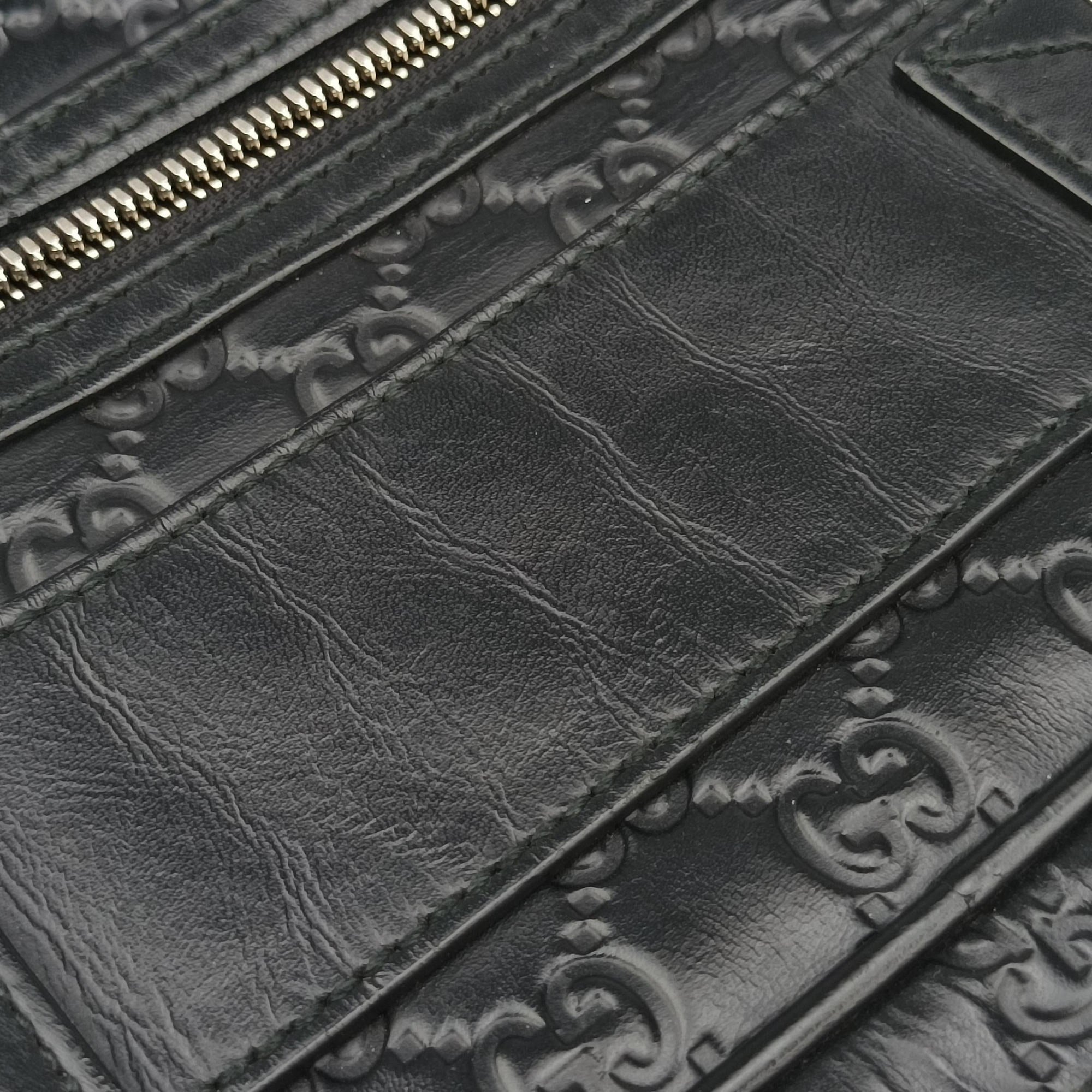 Vintage Gucci Guccissima Briefcase Business Black Leather 328937 handbag | stylenewstar
