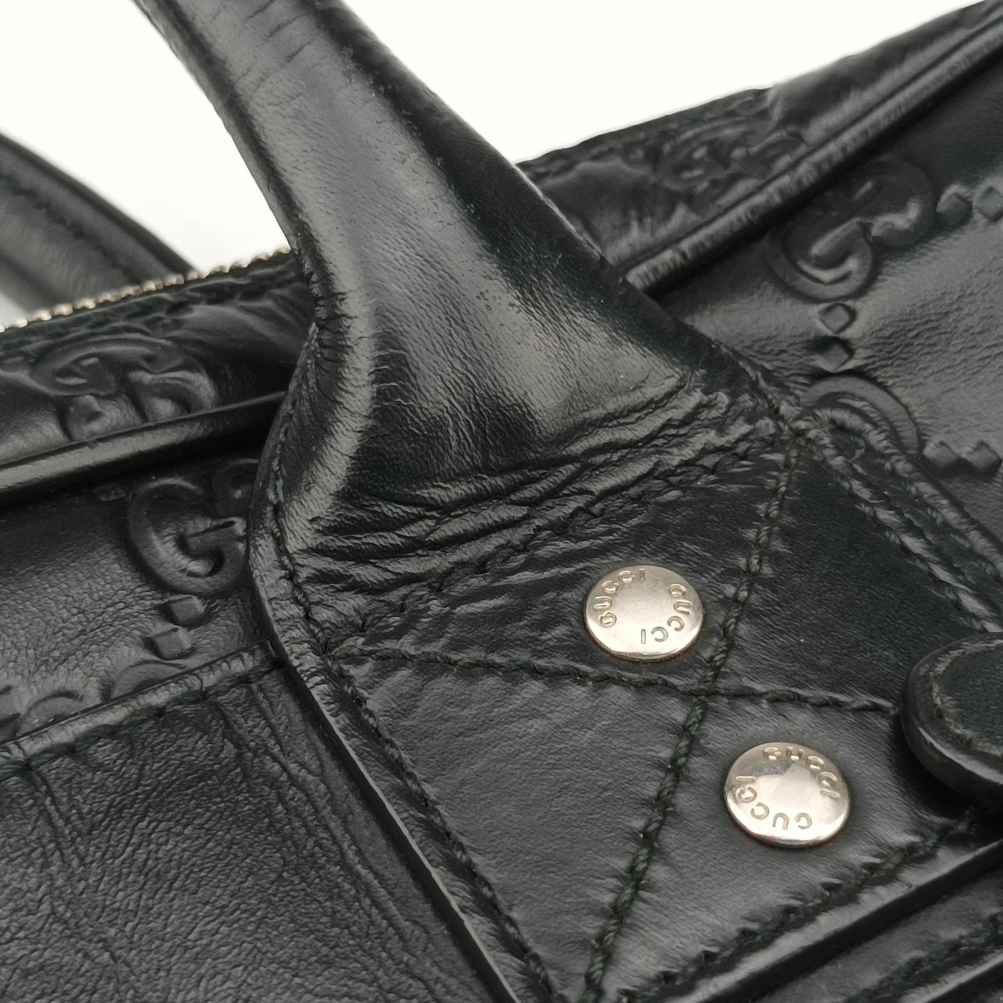 Vintage Gucci Guccissima Briefcase Business Black Leather 328937 handbag | stylenewstar